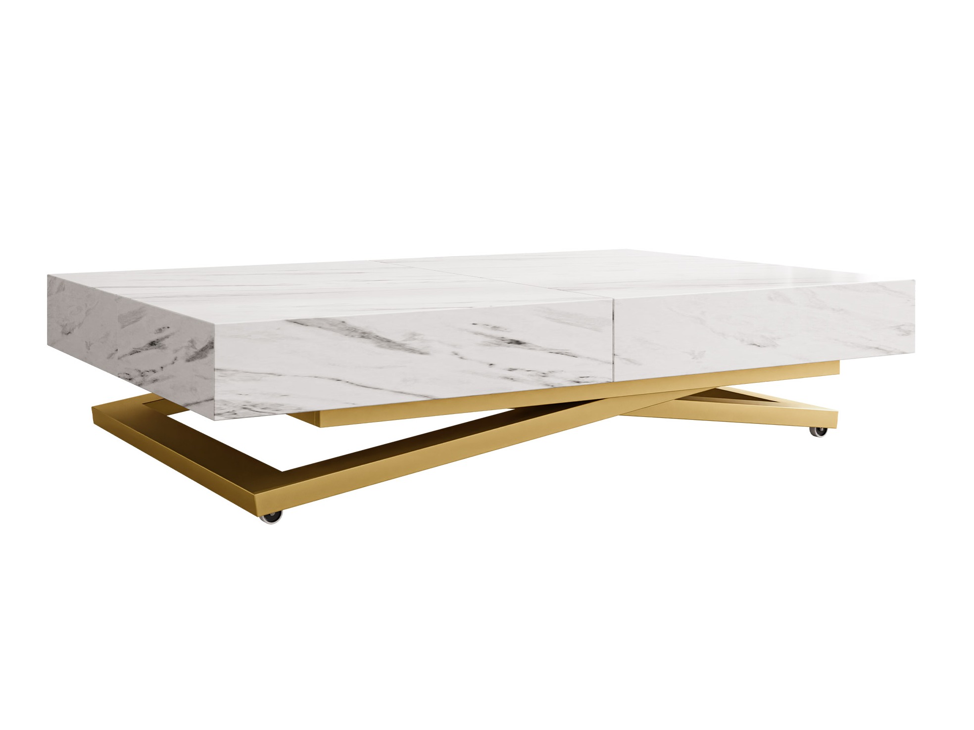 Transformeerbare salontafel Oswego 173 (Wit marmer)