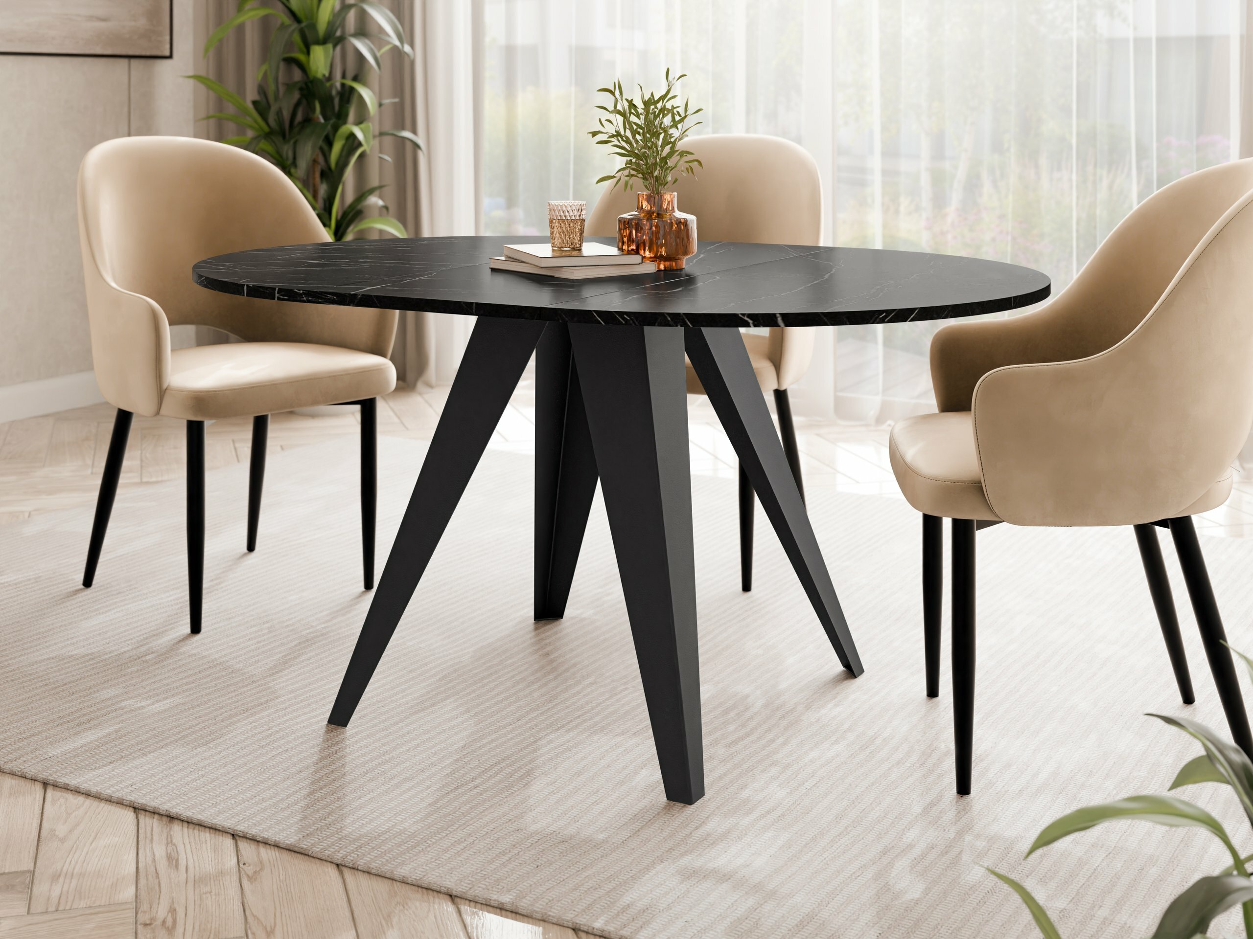 Tafel Oswego 175 (Zwart marmer)