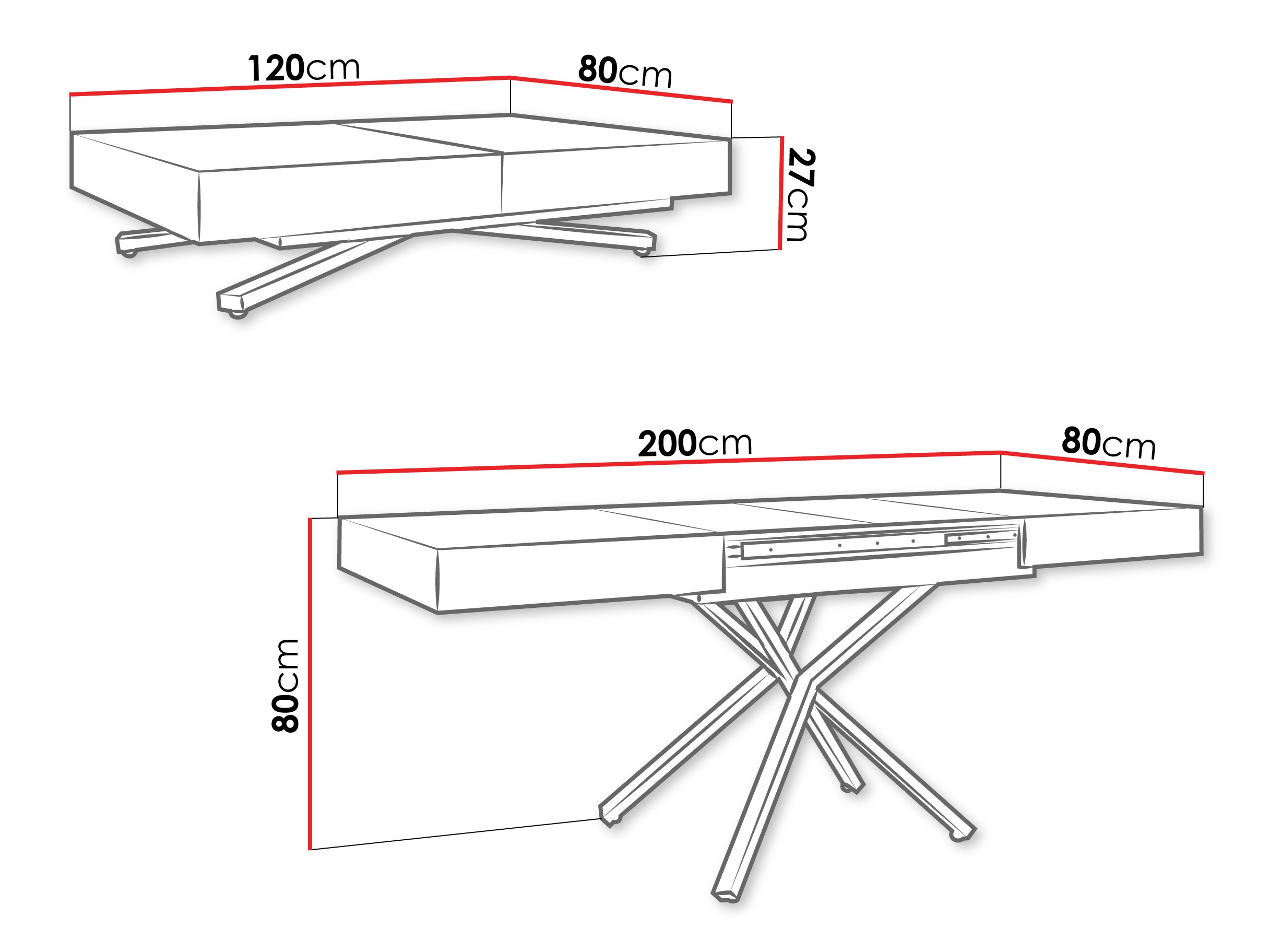 Transformeerbare salontafel Oswego 176 (Kasjmier)