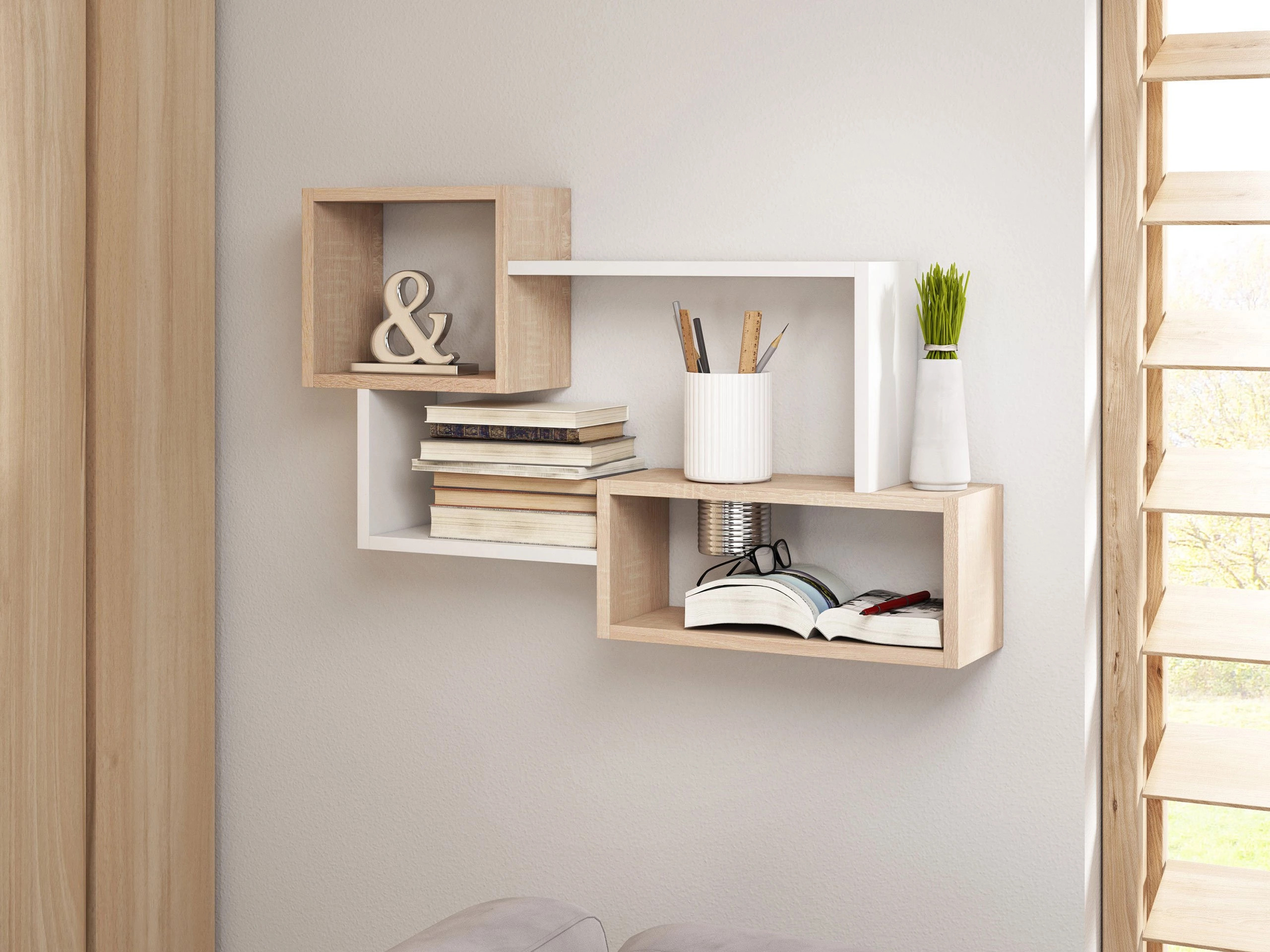 Wandplank Lexicon II (Sonoma eik + Wit)