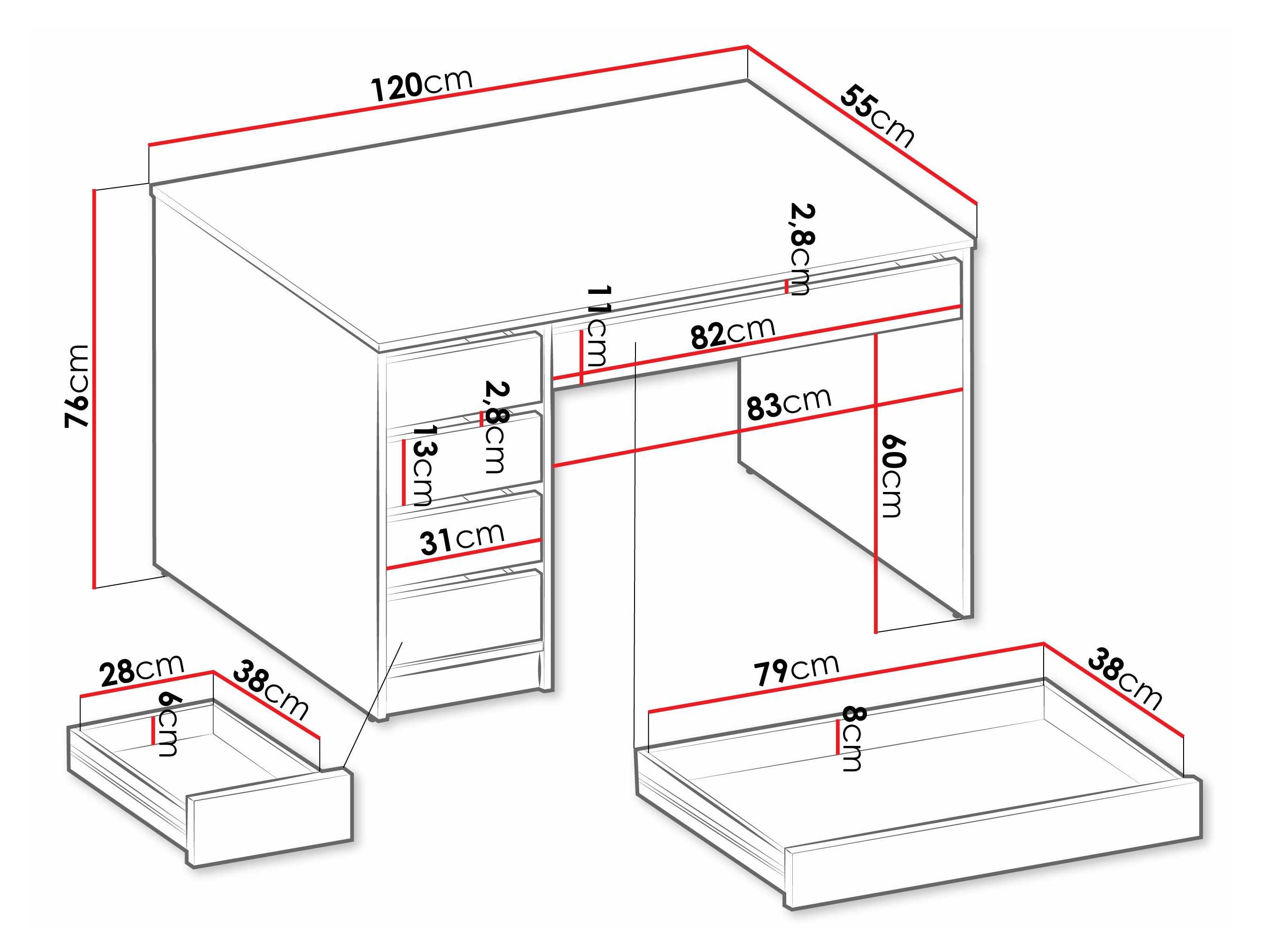 Bureau Comfivo Terros I (Wit + Glanzend wit)