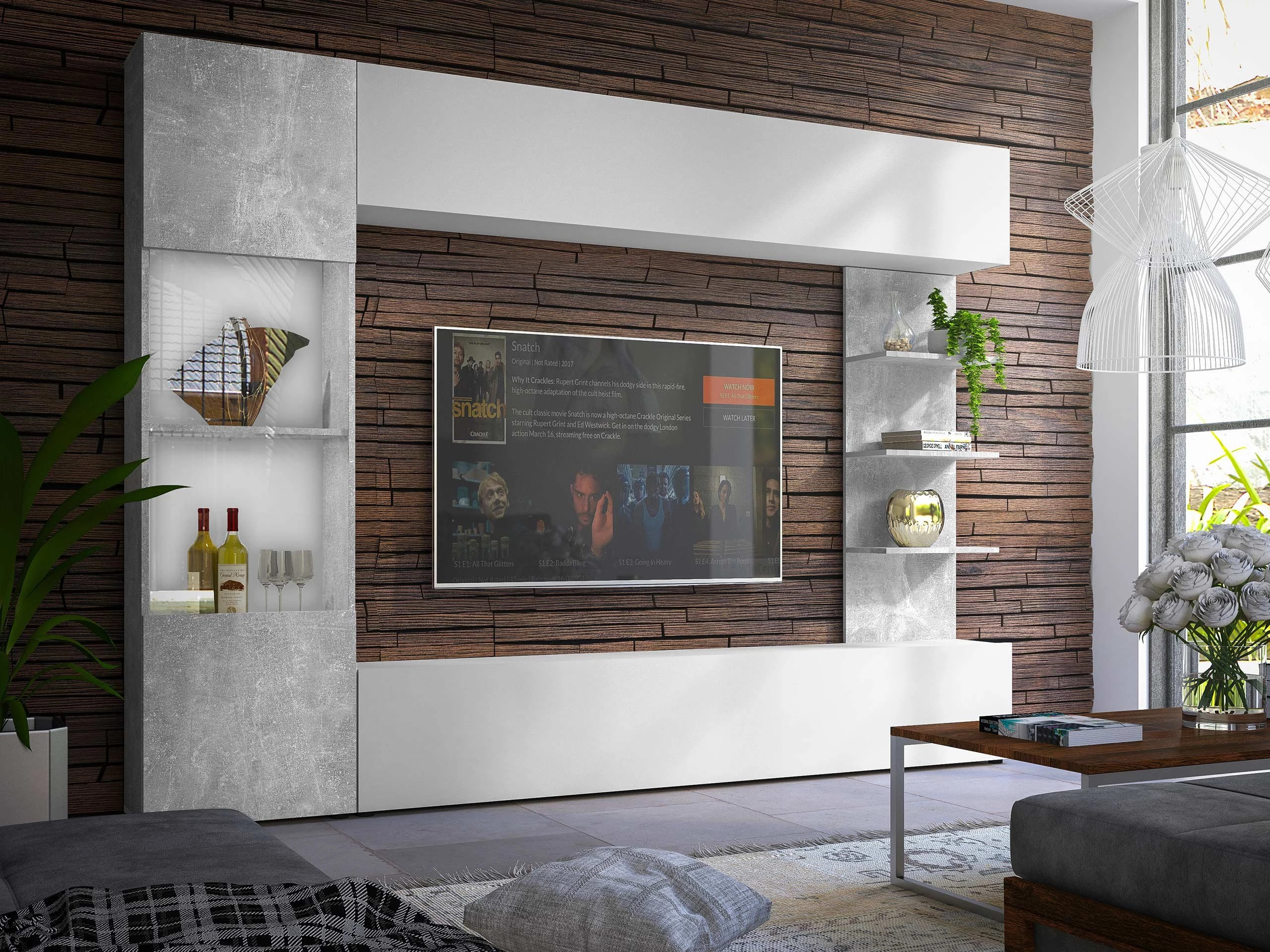 Woonkamerset Comfivo 210 (Wit + Beton)