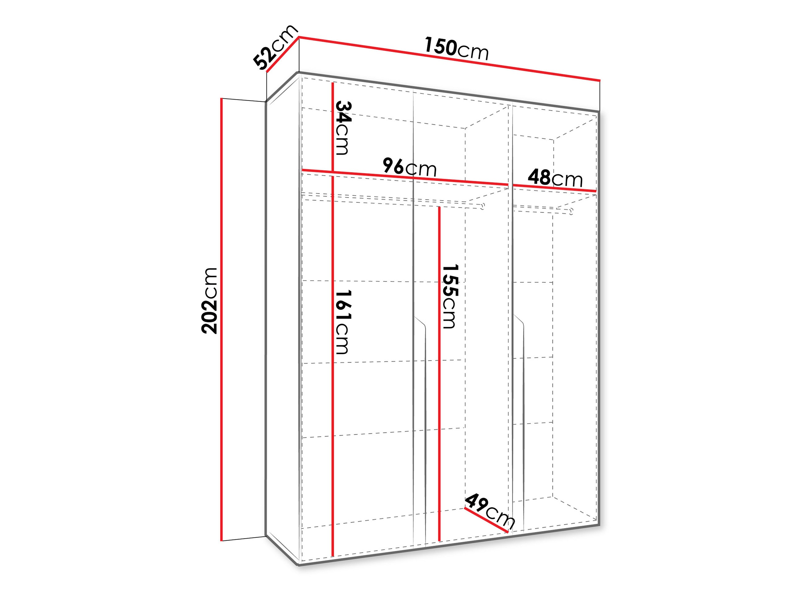 Kledingkast Hartford 580 (Zwart)