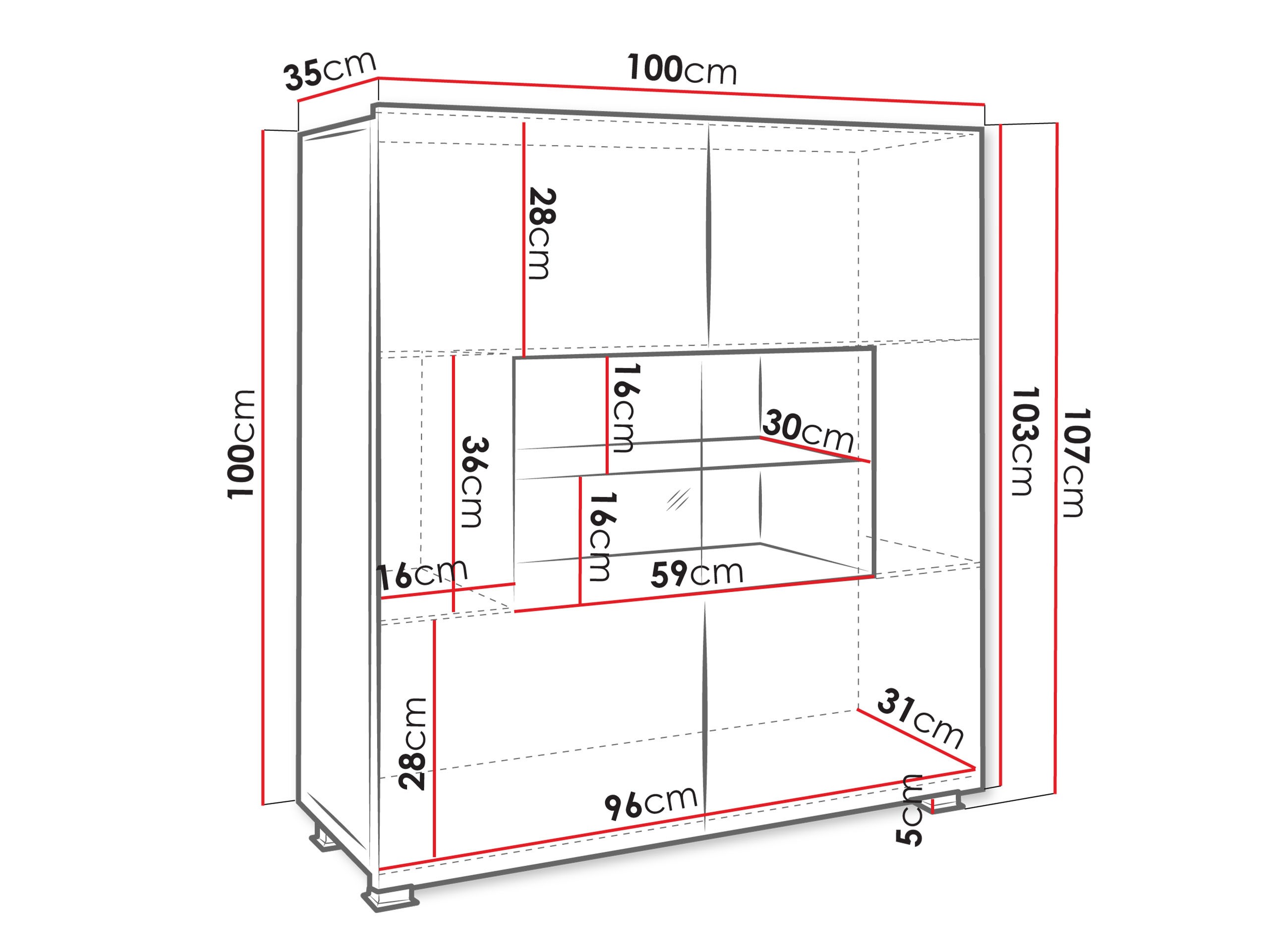 Dressoir Remus (Zwart + Glanzend zwart)