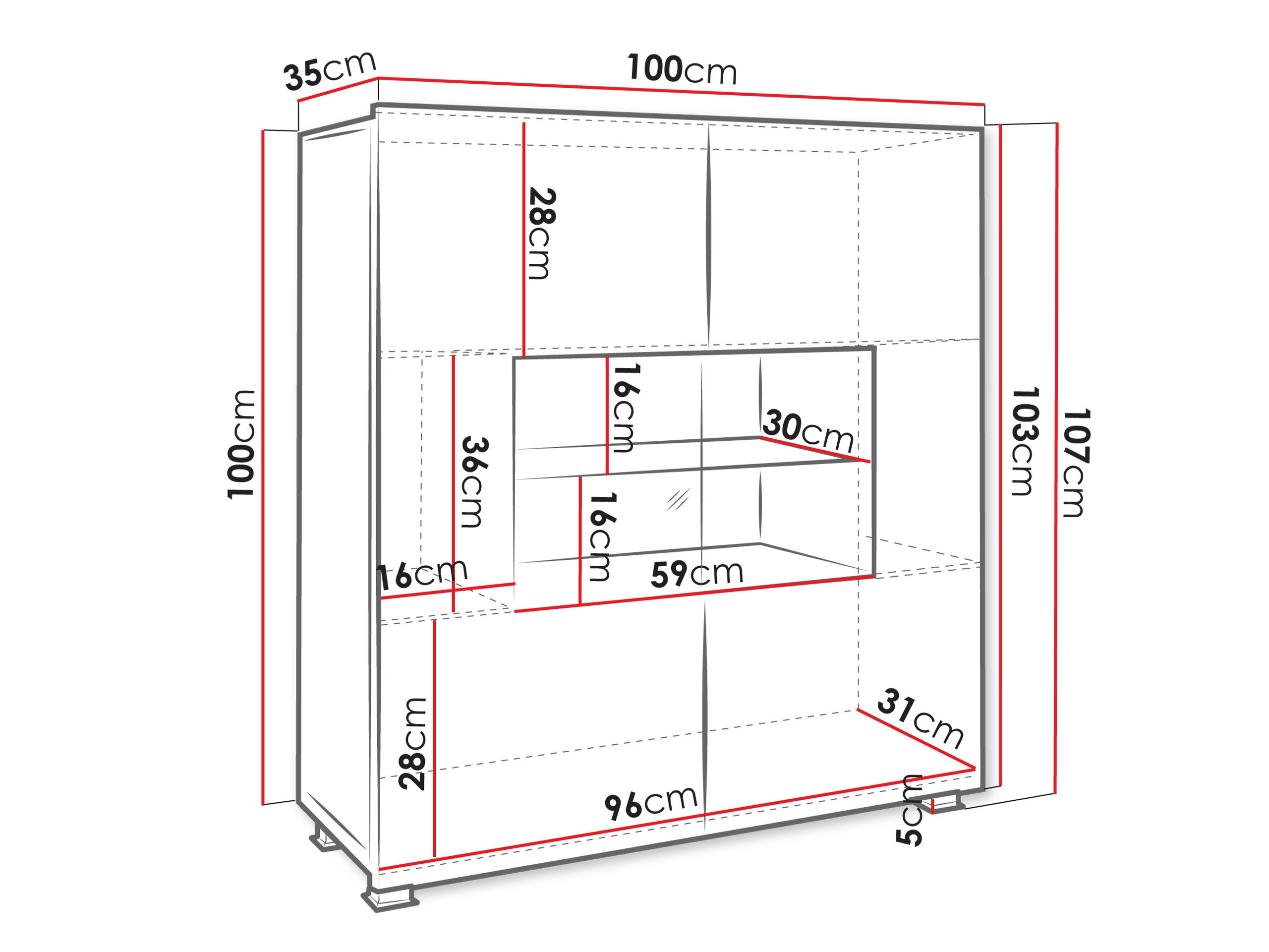 Dressoir Remus (Zwart + Glanzend zwart)