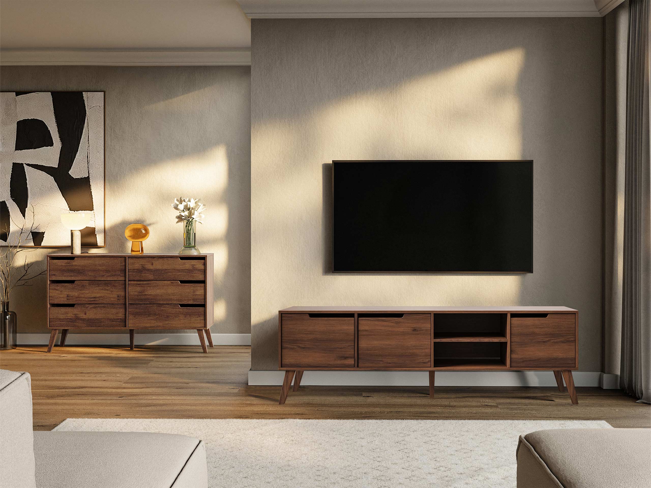 Woonkamerset Otis I (Notenhout)