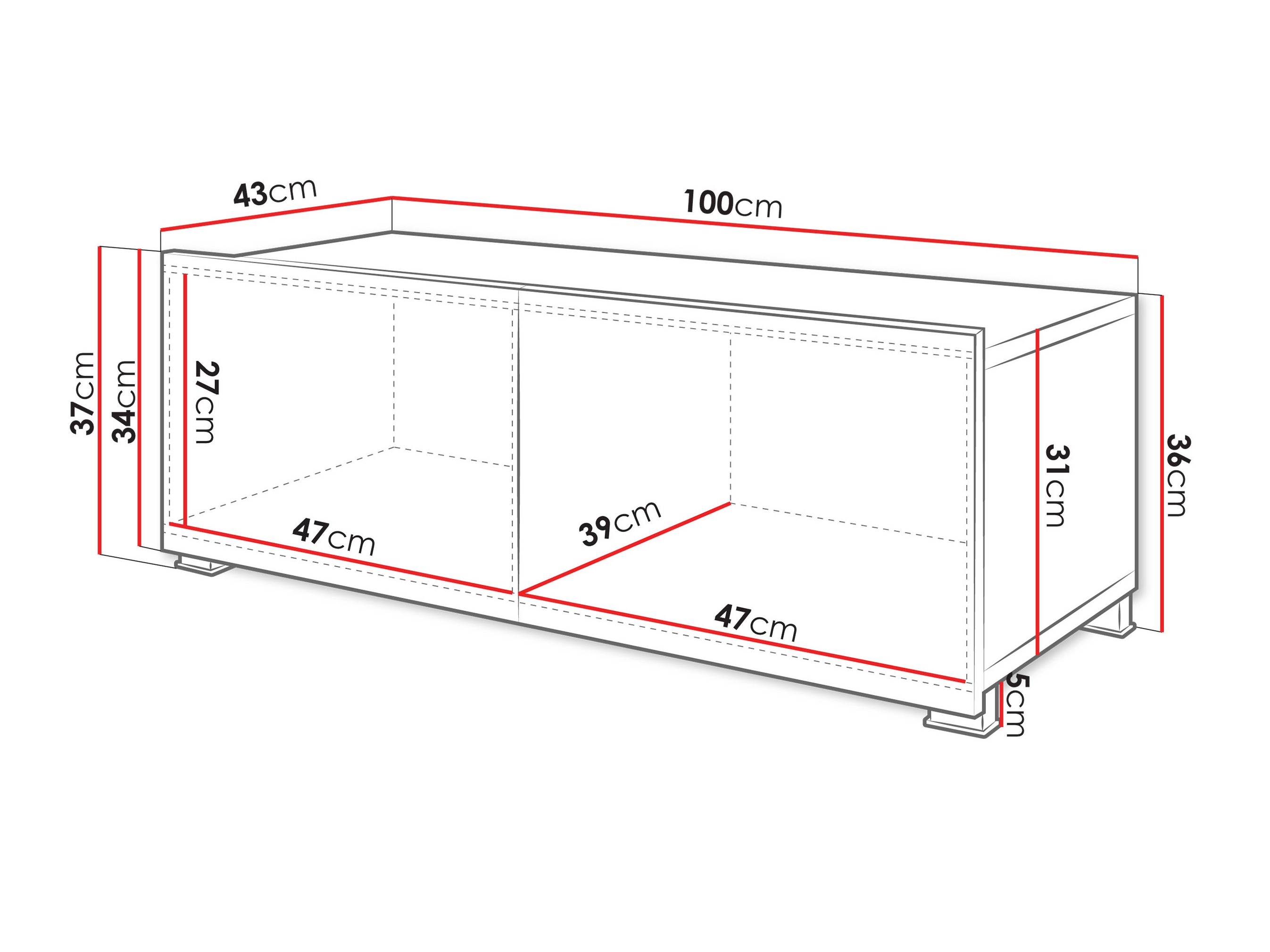 TV-meubel Remus I (Zwart + Glanzend zwart)