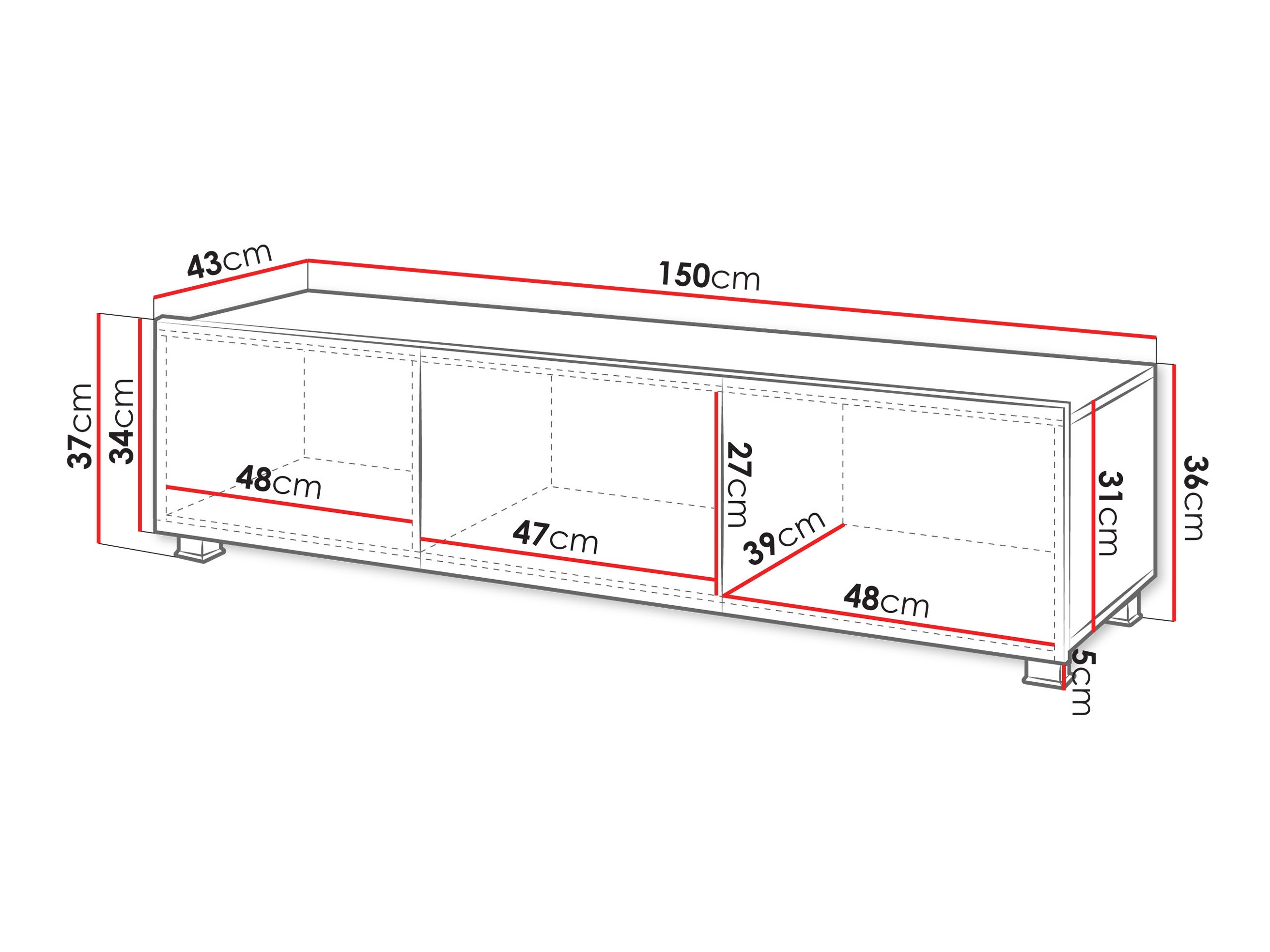 TV-meubel Remus (Zwart + Glanzend zwart)