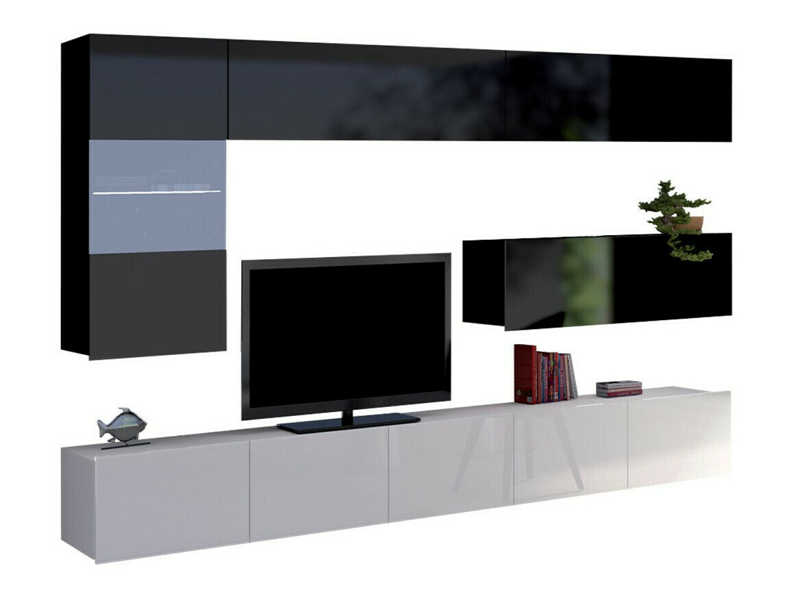 Woonkamerset Remus IV (Wit + Glanzend wit + Zwart + Glanzend zwart)