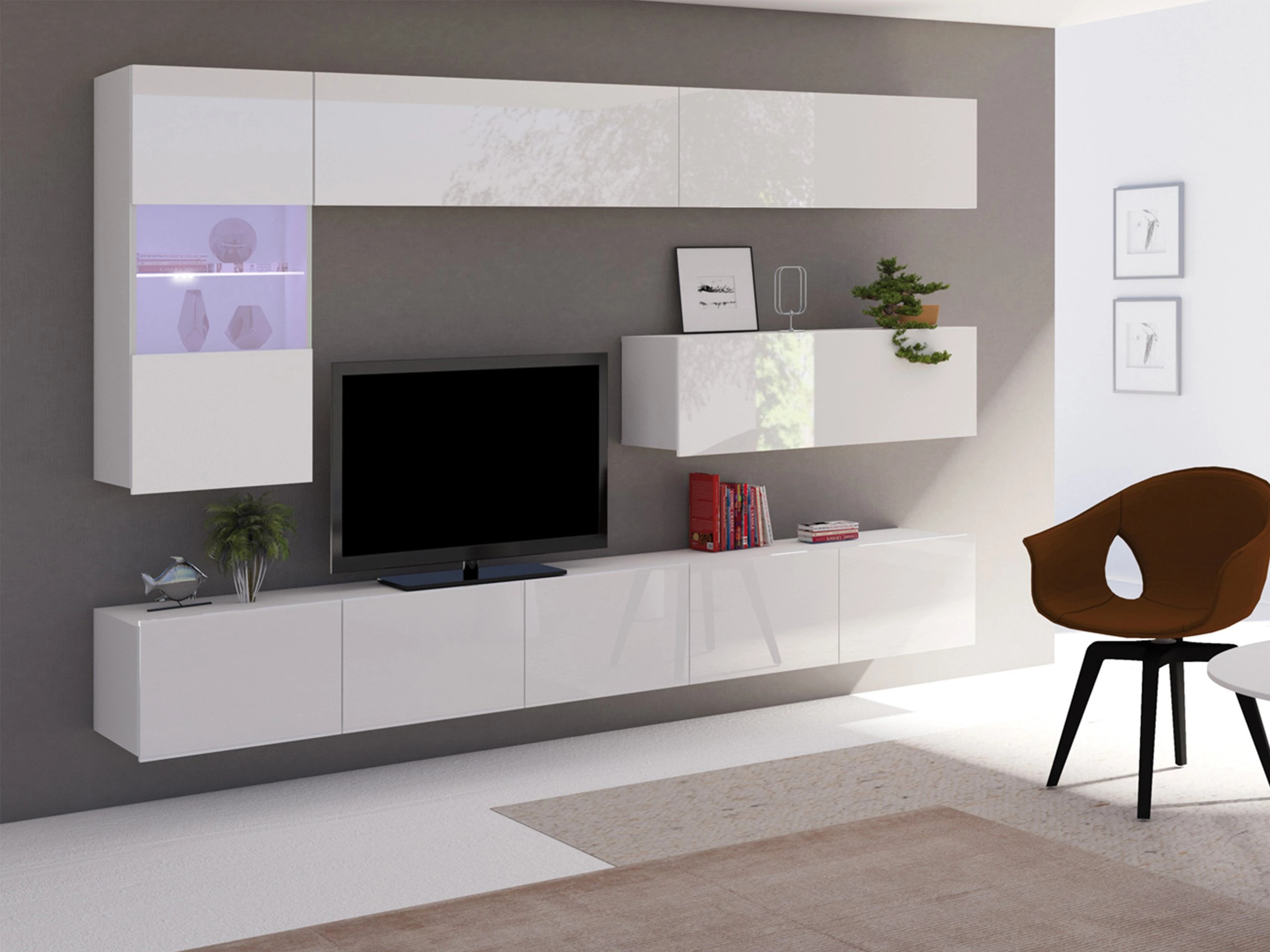 Woonkamerset Remus IV (Wit + Glanzend wit)