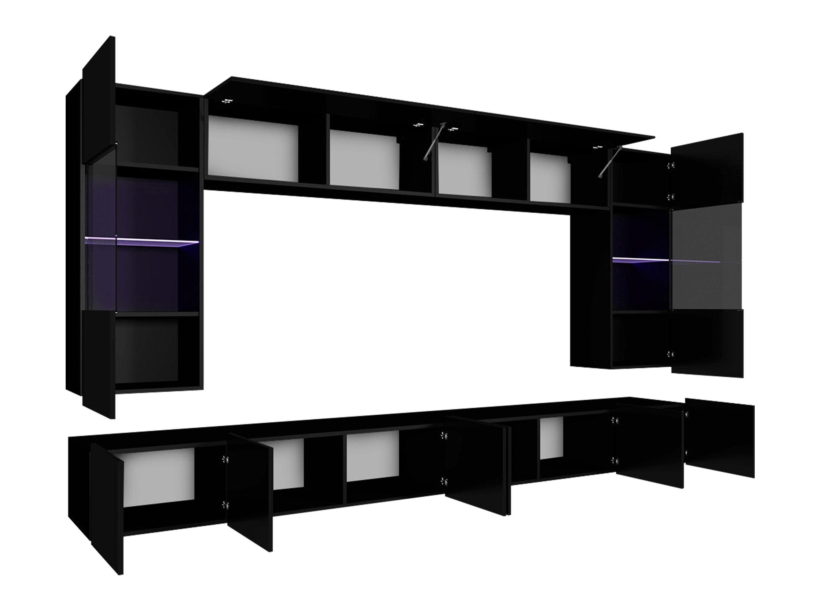 Woonkamerset Tivdalu 105 (Wit + Glanzend wit)