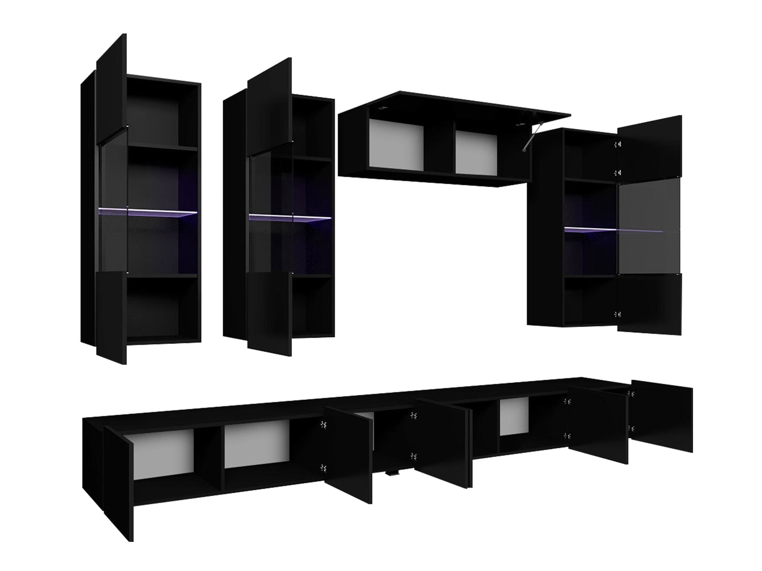 Woonkamerset Tivdalu 109 (Zwart + Glanzend zwart)