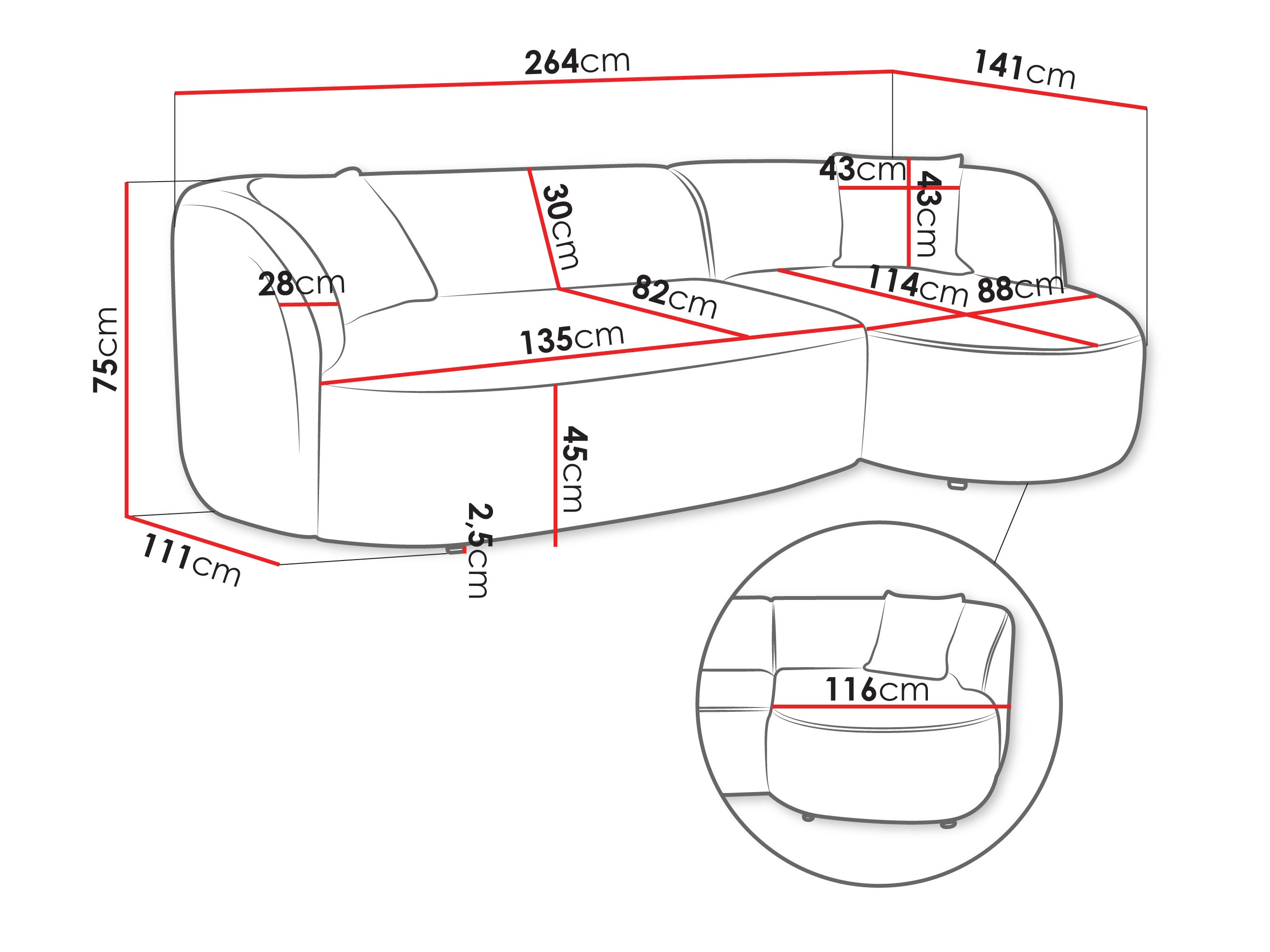 Hoekbank TrendyNest 122 (Euphoria 01)