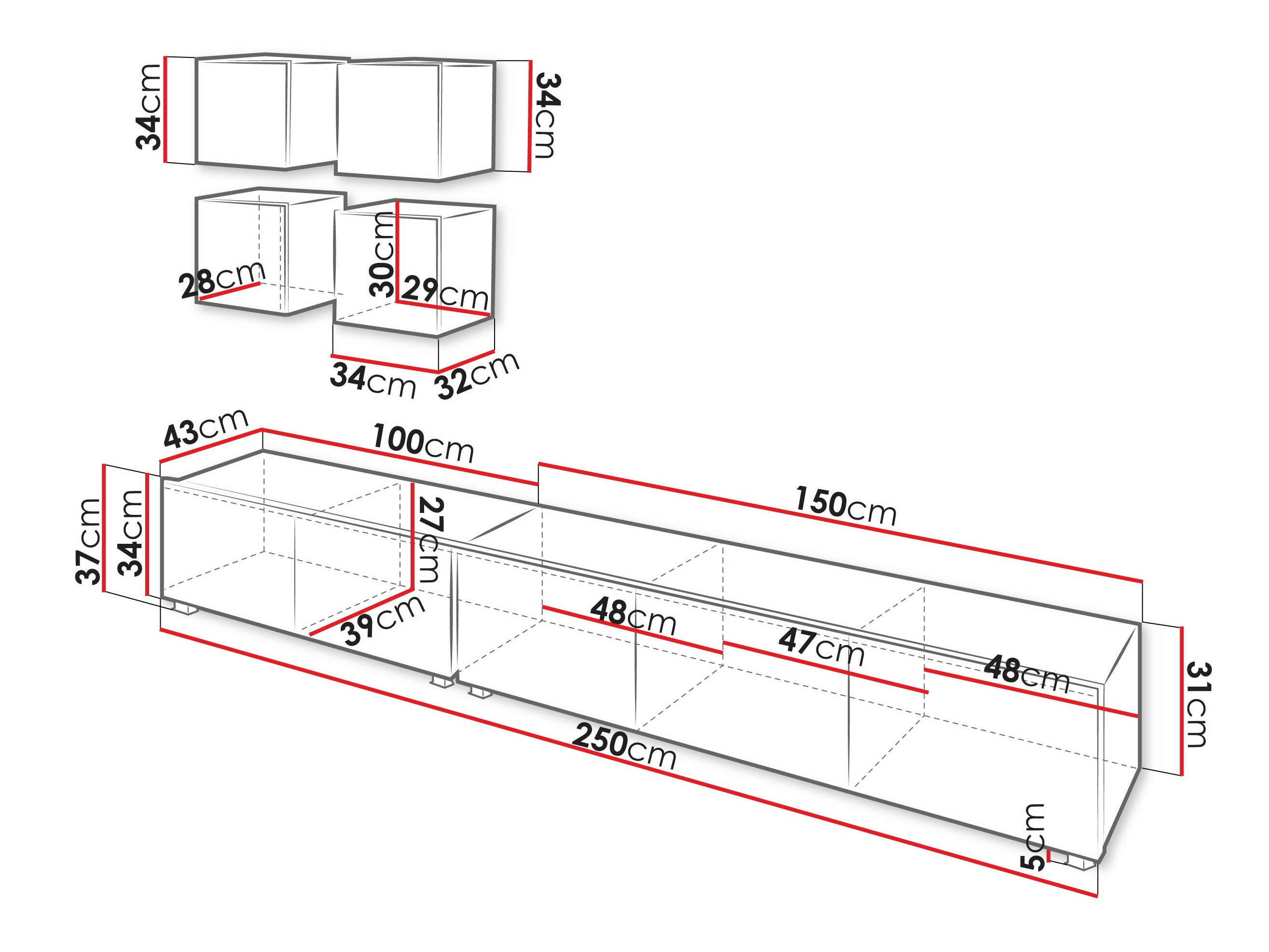 Woonkamerset Remus XVIII (Zwart + Glanzend zwart)