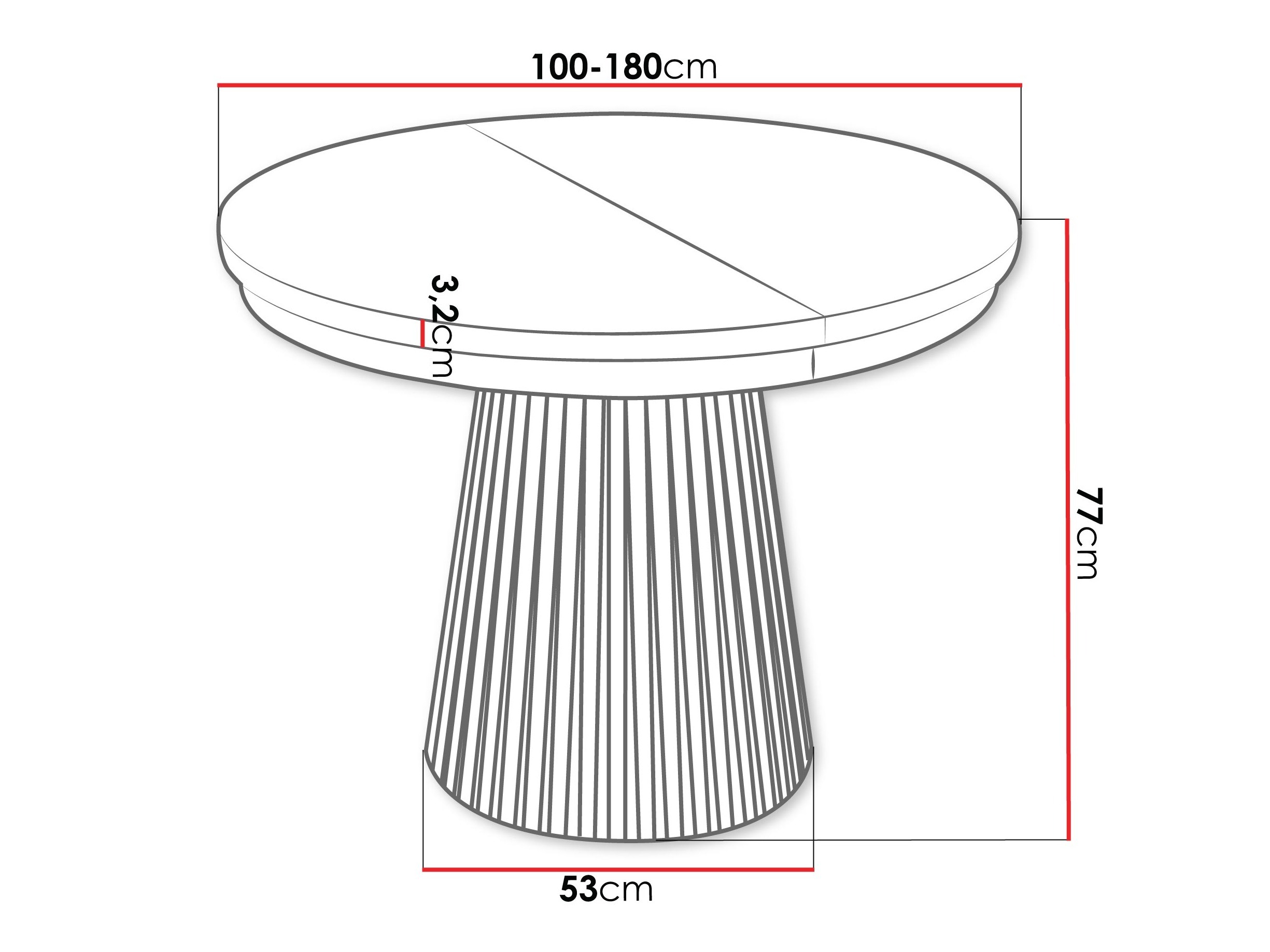 Tafel Stanton 151 (Zwart)