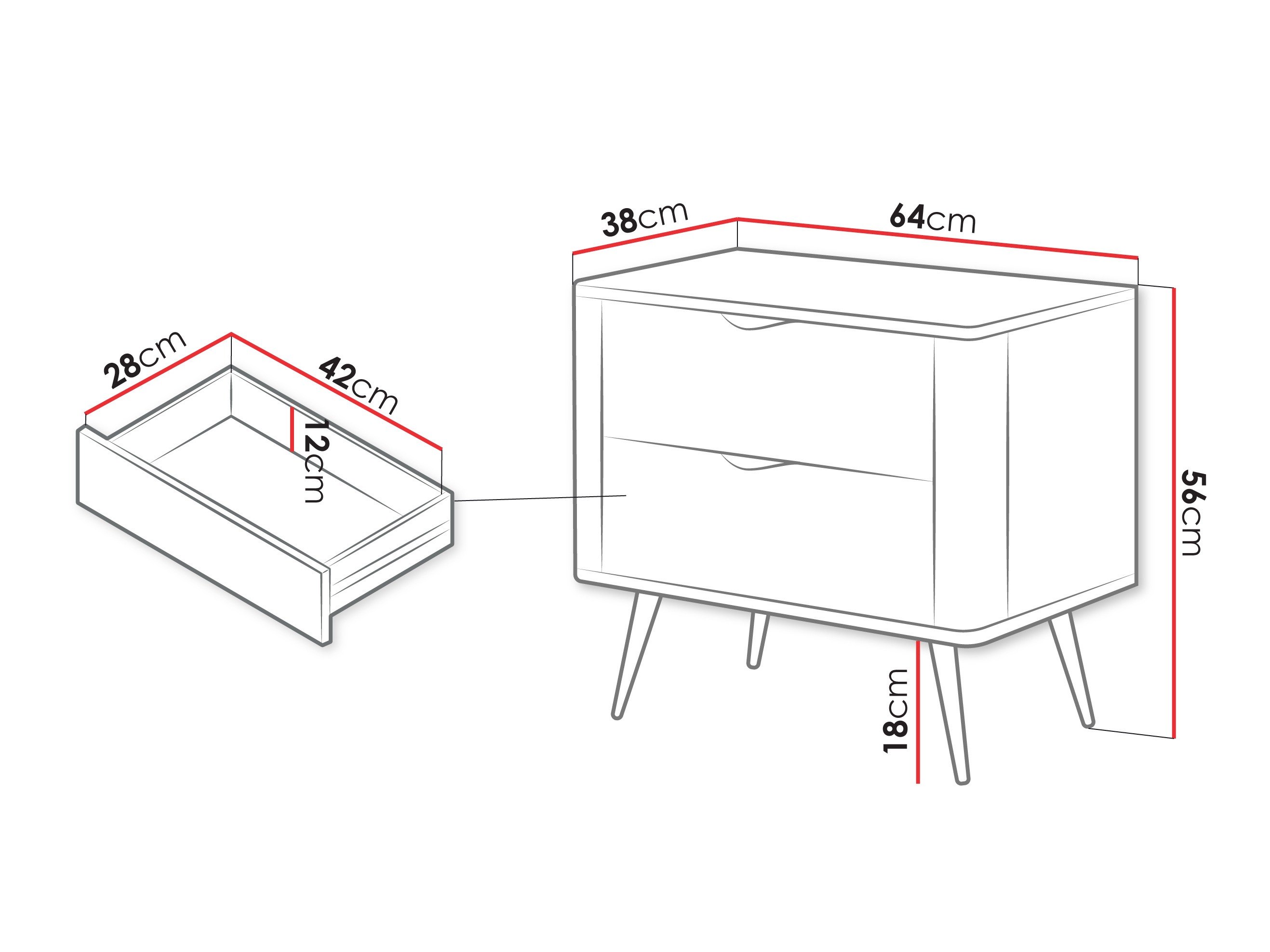 Nachtkastje Lectum (Grafiet)