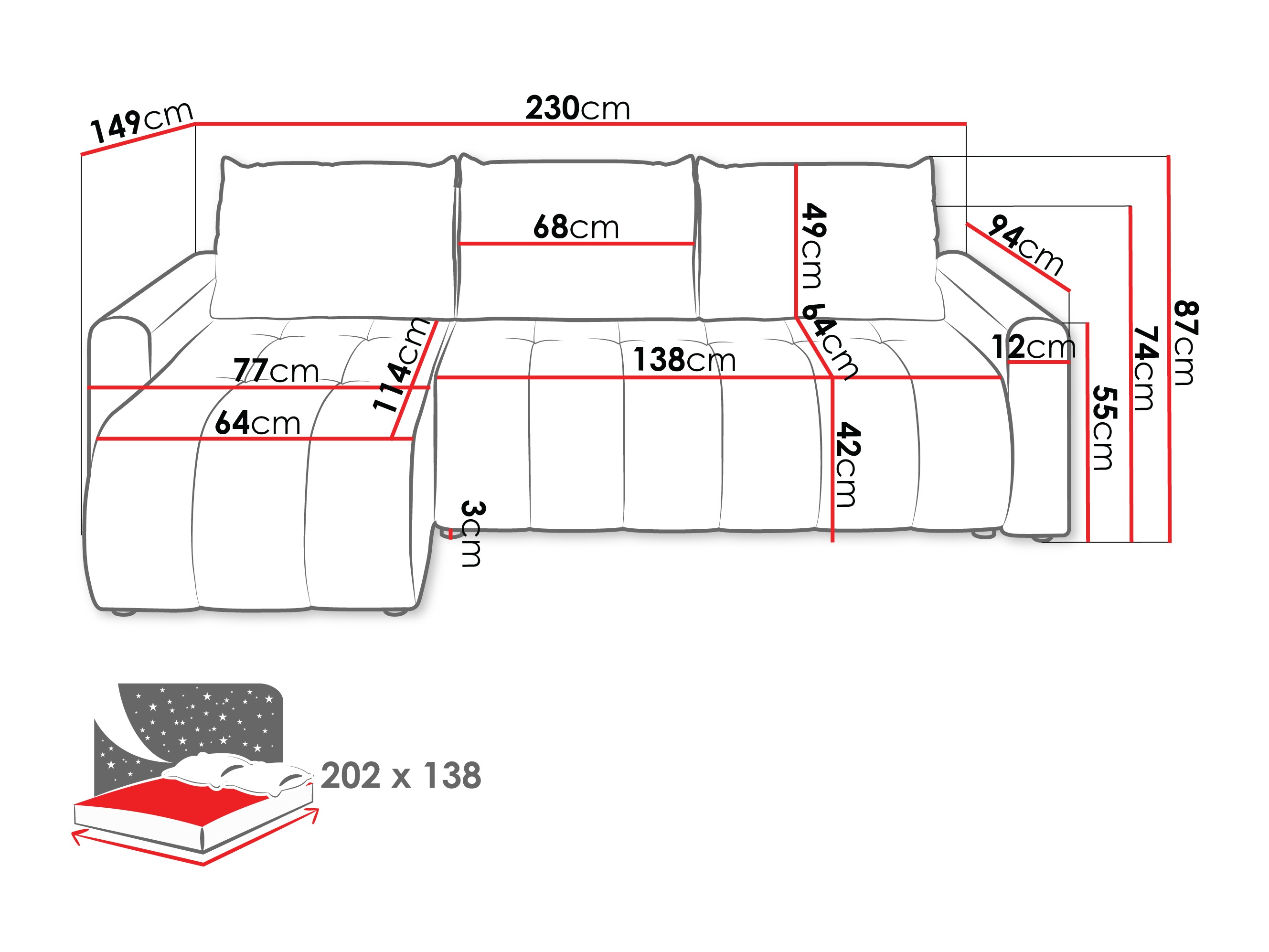 Hoekbank Providence 198 (Polo 872)