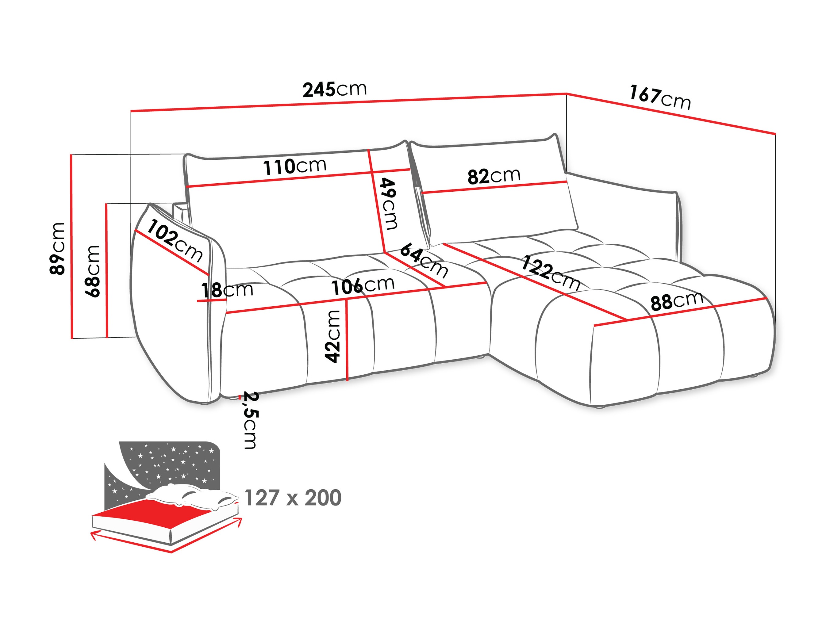 Hoekbank Lima 136 (Lumo 65)