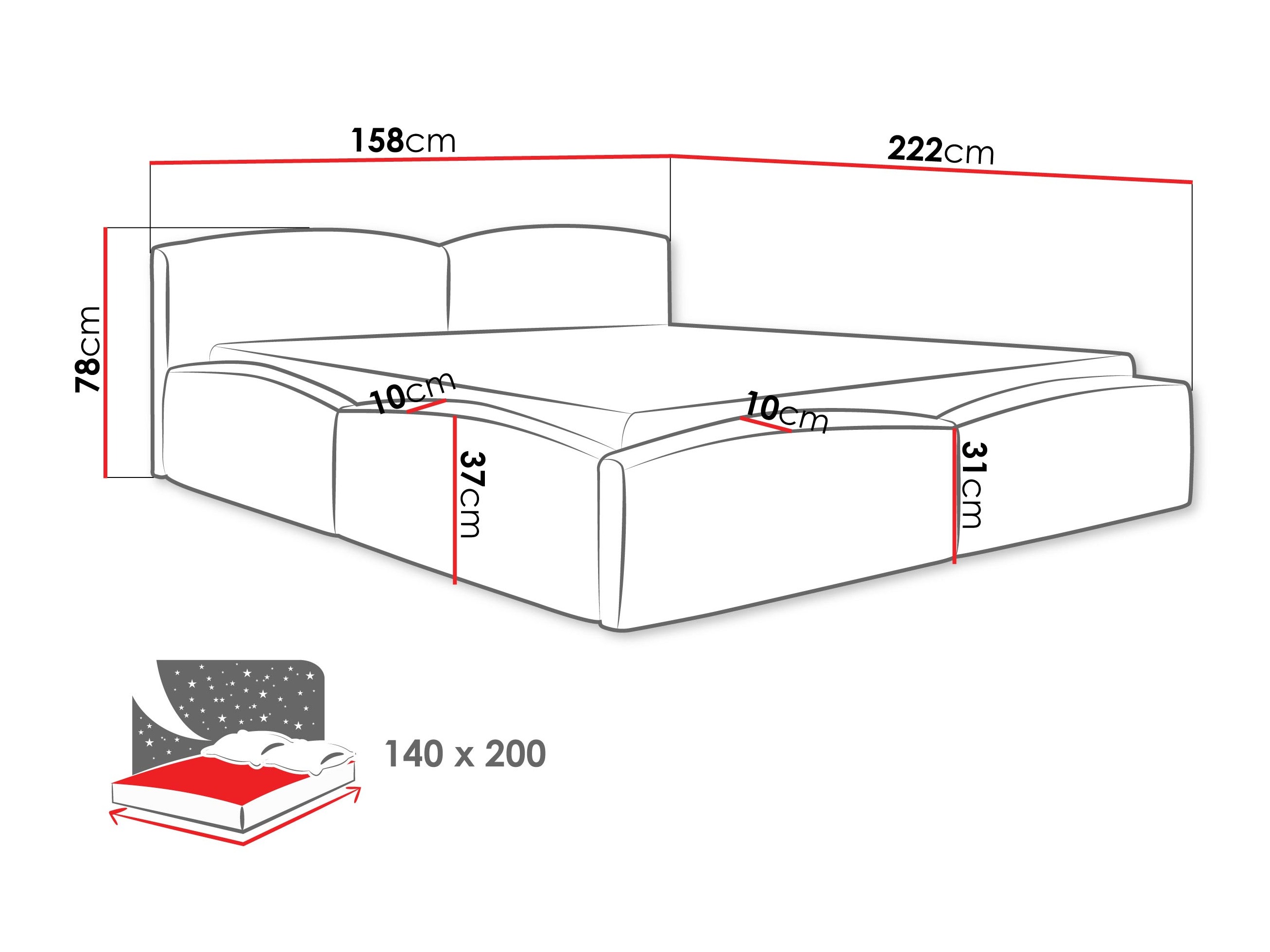 Bed TrendyNest 128 (Lumo 55)