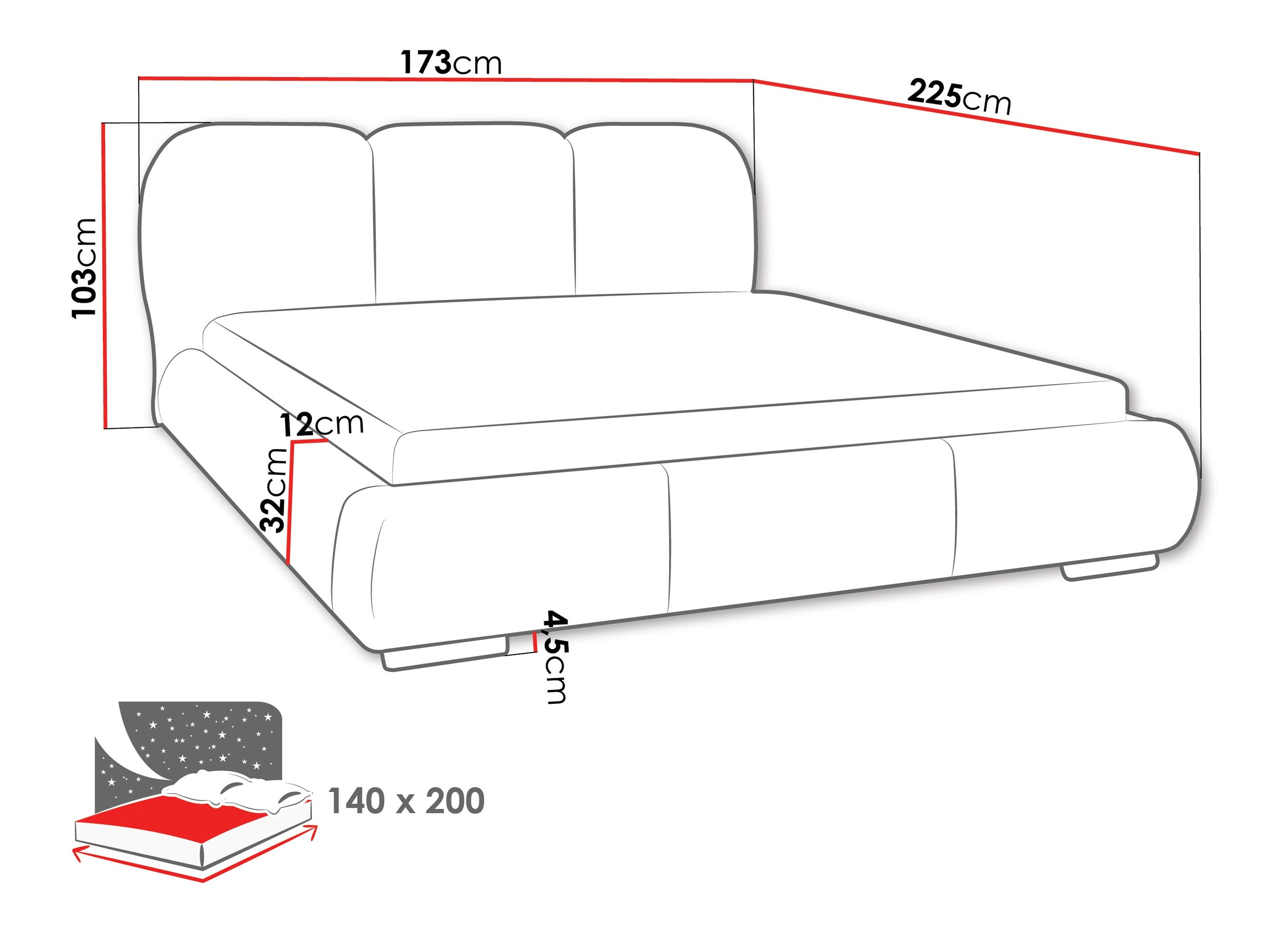 Bed TrendyNest Navium (Coral 65)
