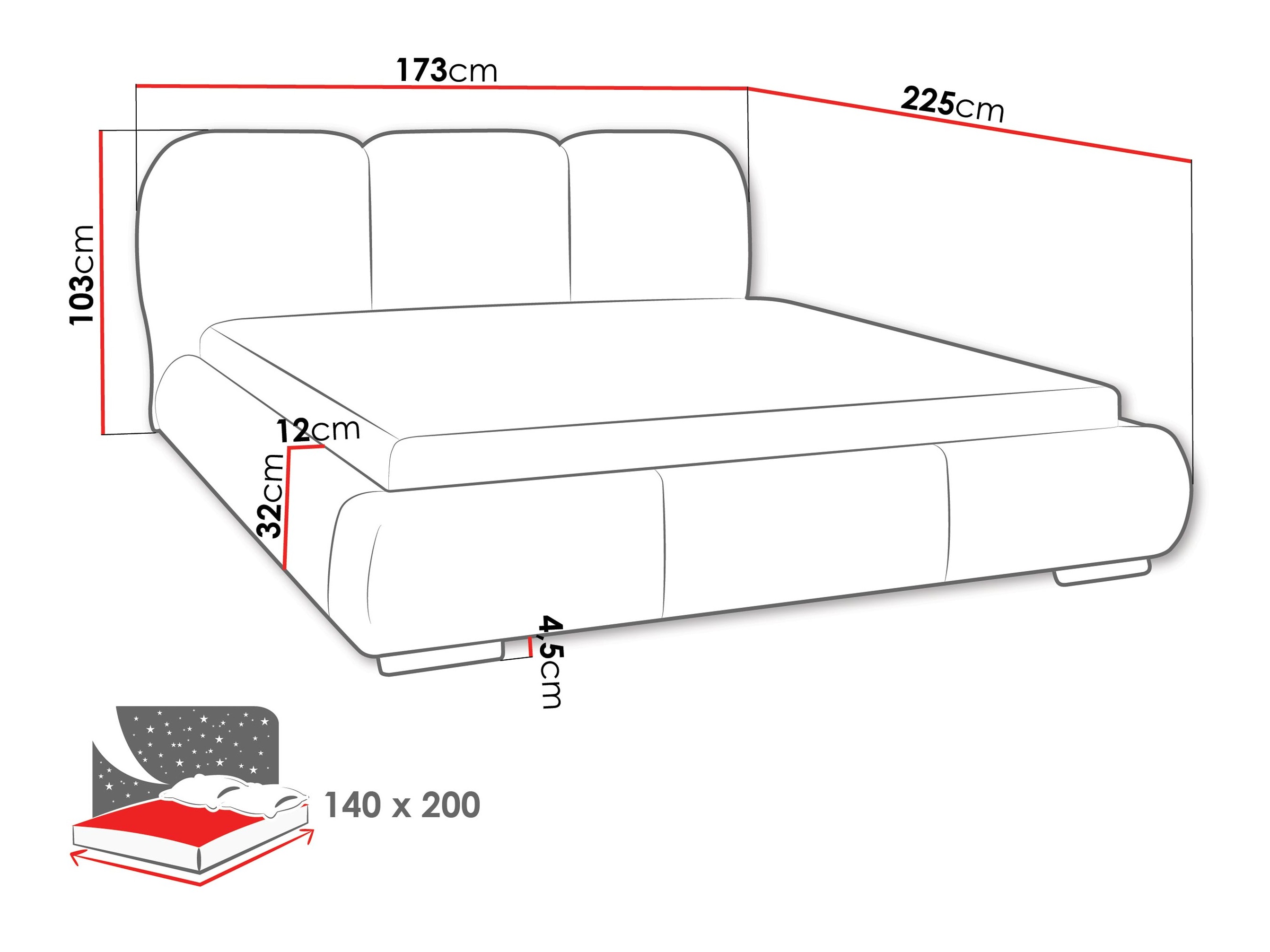 Bed TrendyNest Navium (Coral 80)