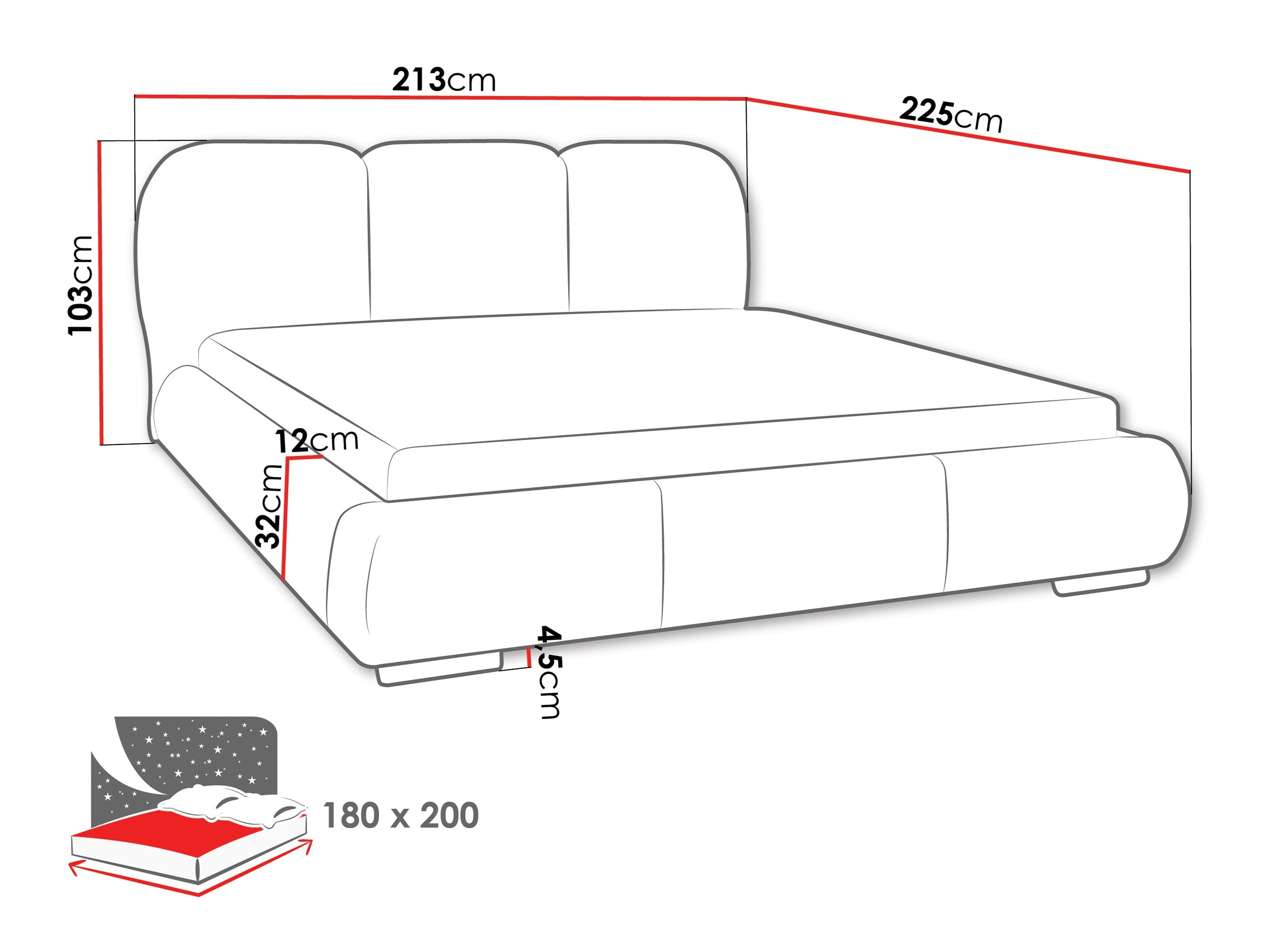 Bed TrendyNest Navium (Coral 80)