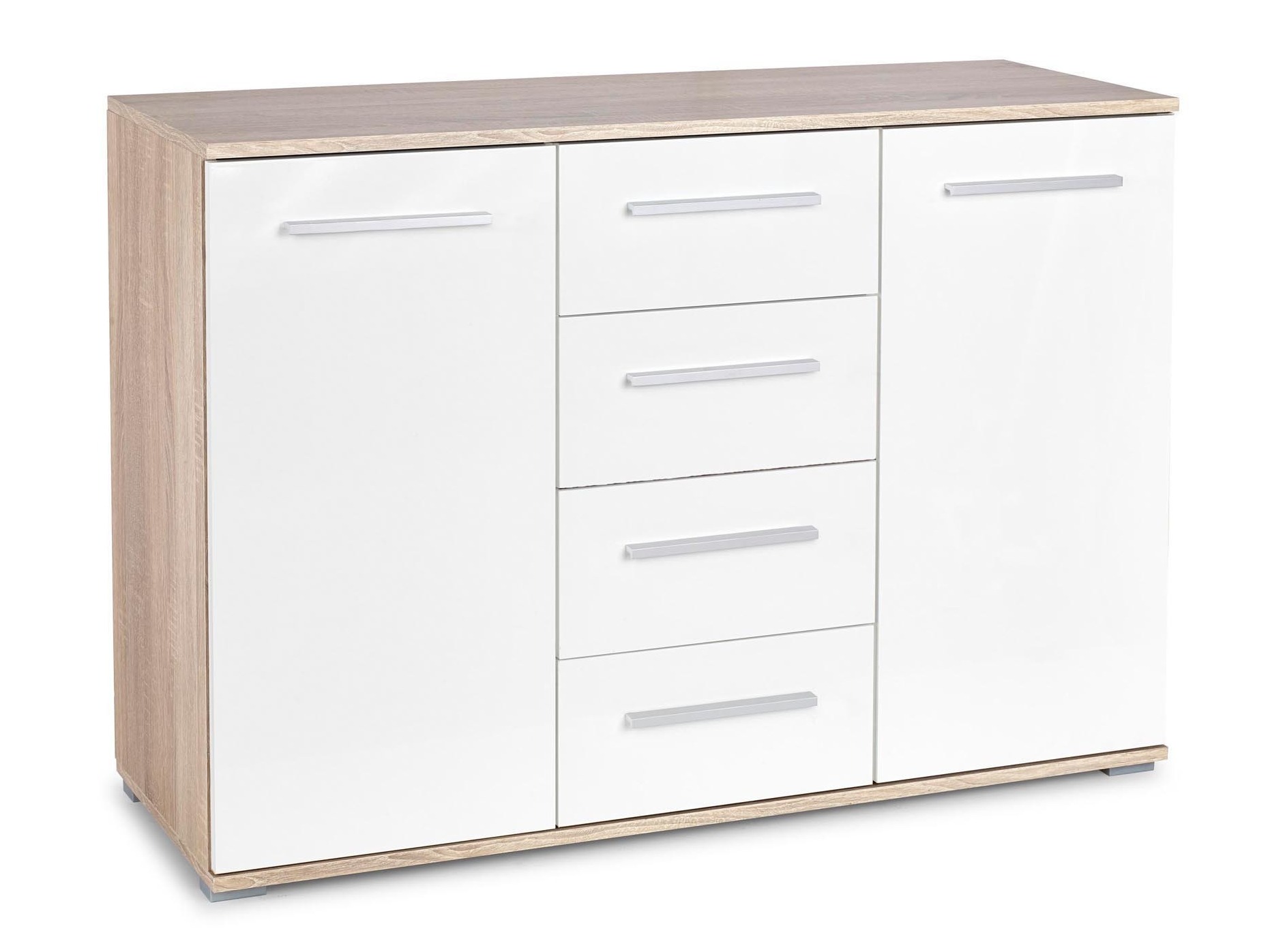 Ladekast Cirveso 103 (Sonoma eik + Glanzend wit)
