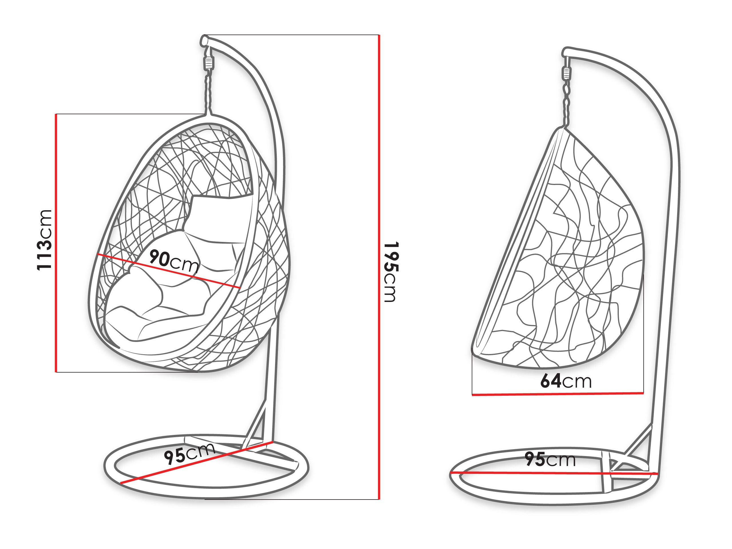 Hangende stoel Comfivo Undtudo (Zwart + Crème)