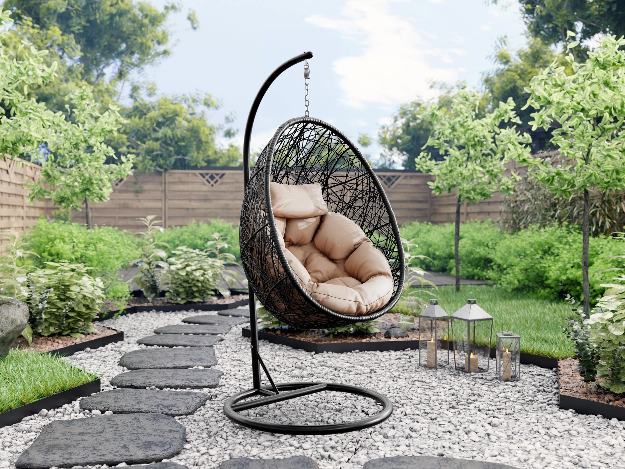 Hangende stoel Comfivo Undtudo (Zwart + Crème)