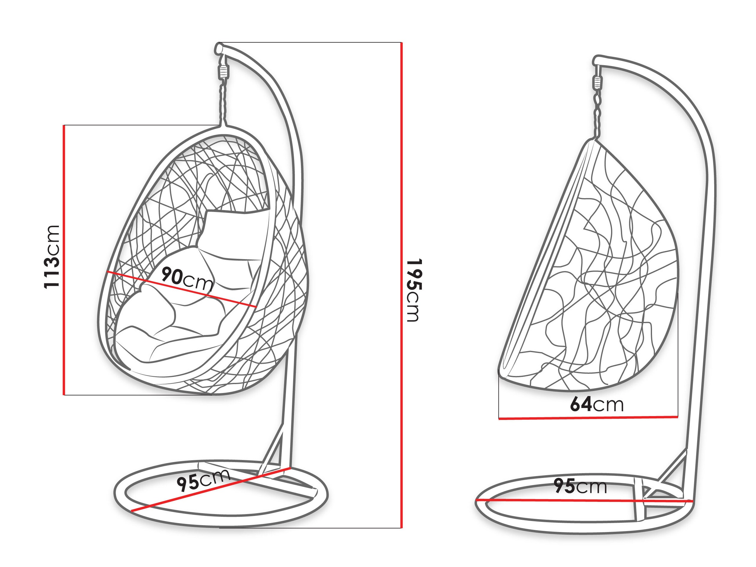 Hangende stoel Comfivo 505 (Donkergrijs + Grijs)