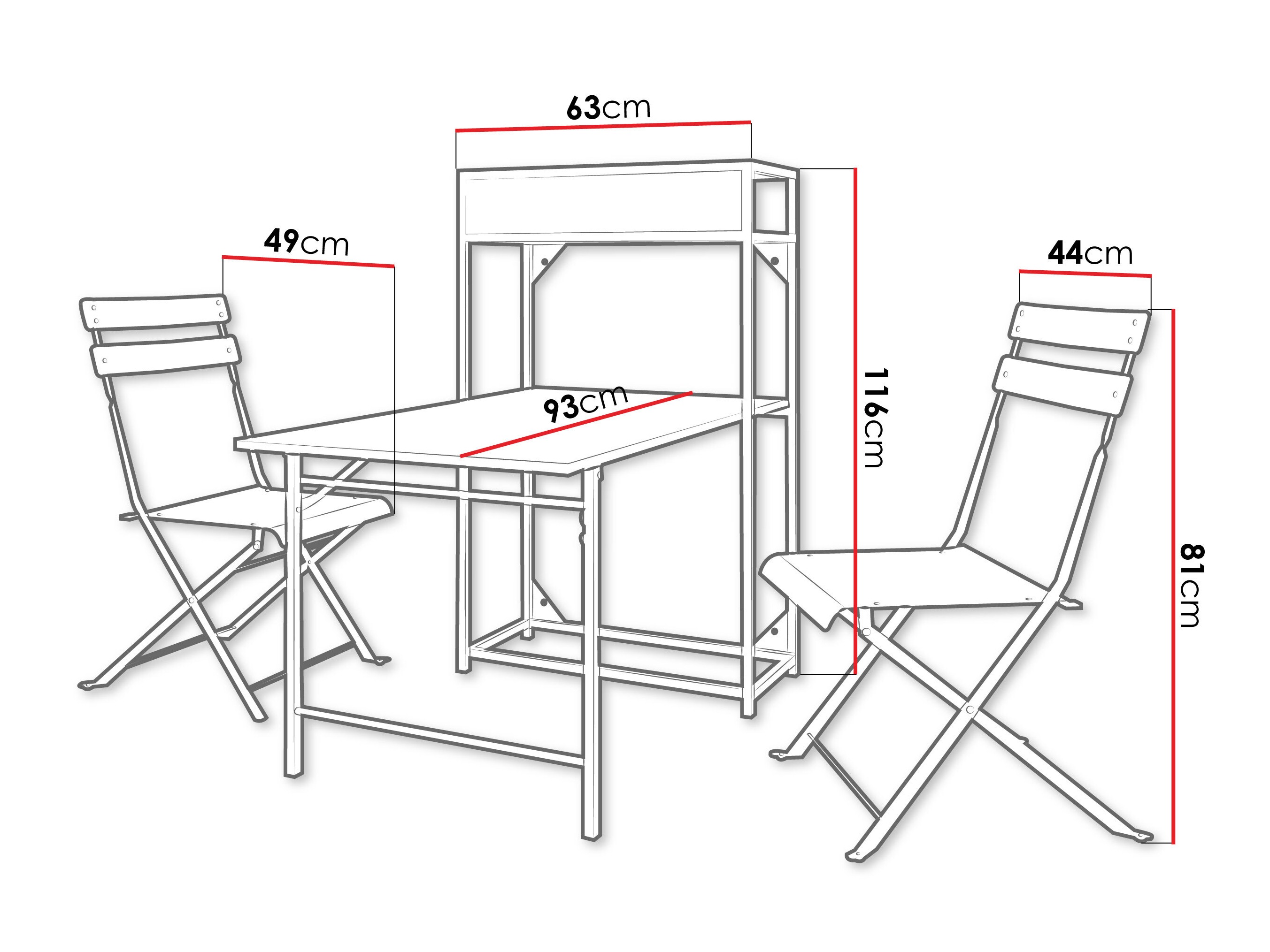 Balkonset Lenitus (Zwart)