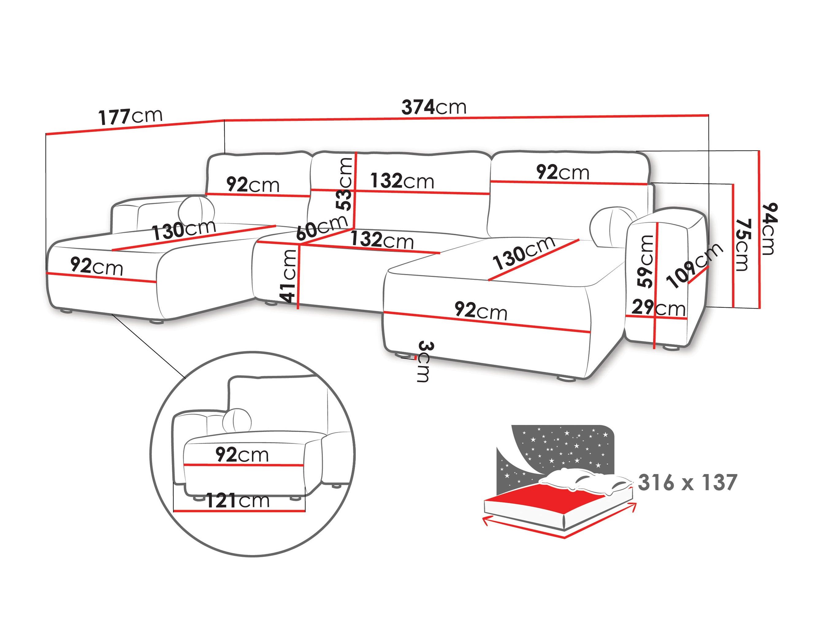 Hoekbank TrendyNest Piscor (Coral 15)