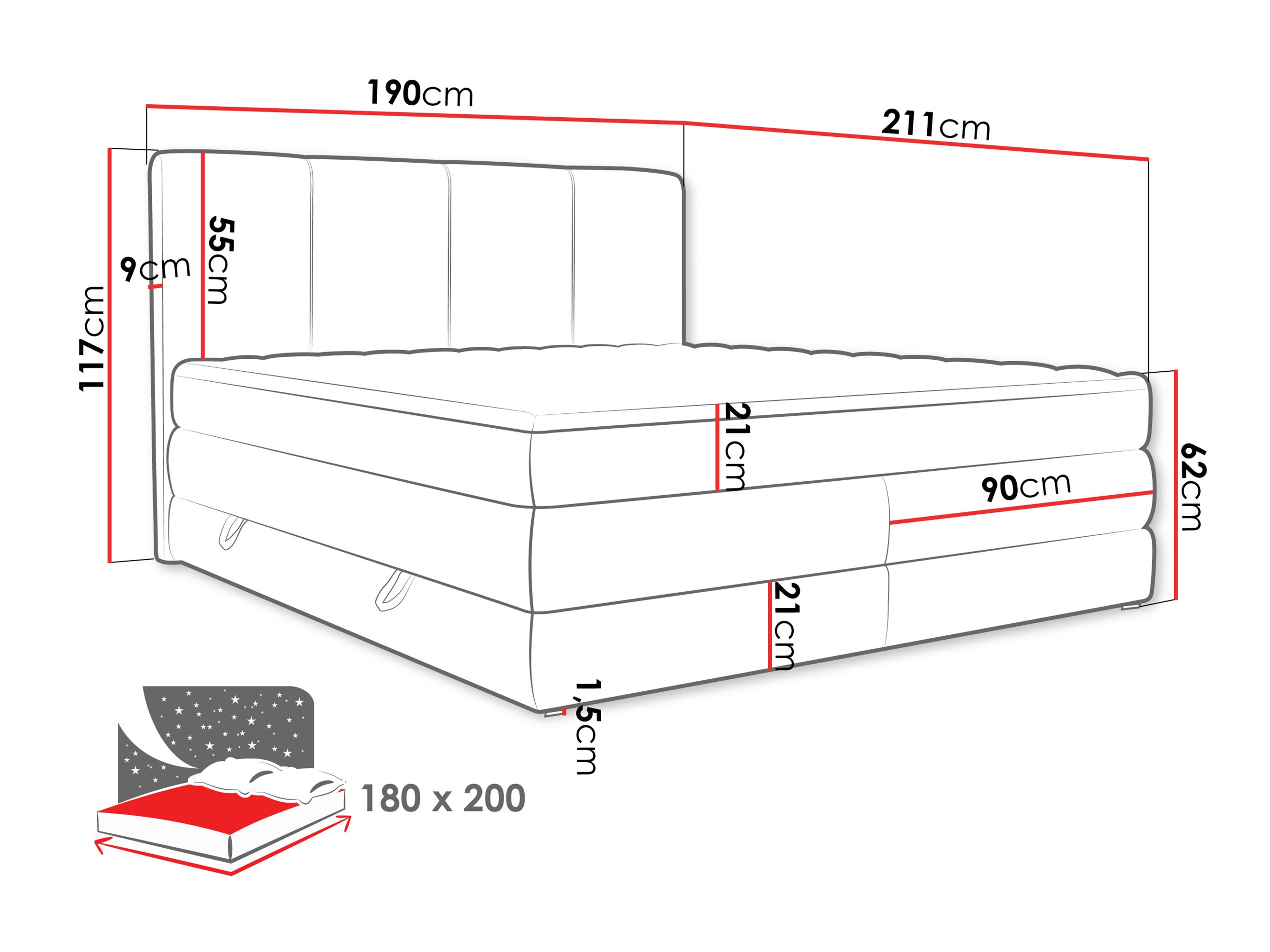 Boxspring ComfiDream Caelion (Onega 03)