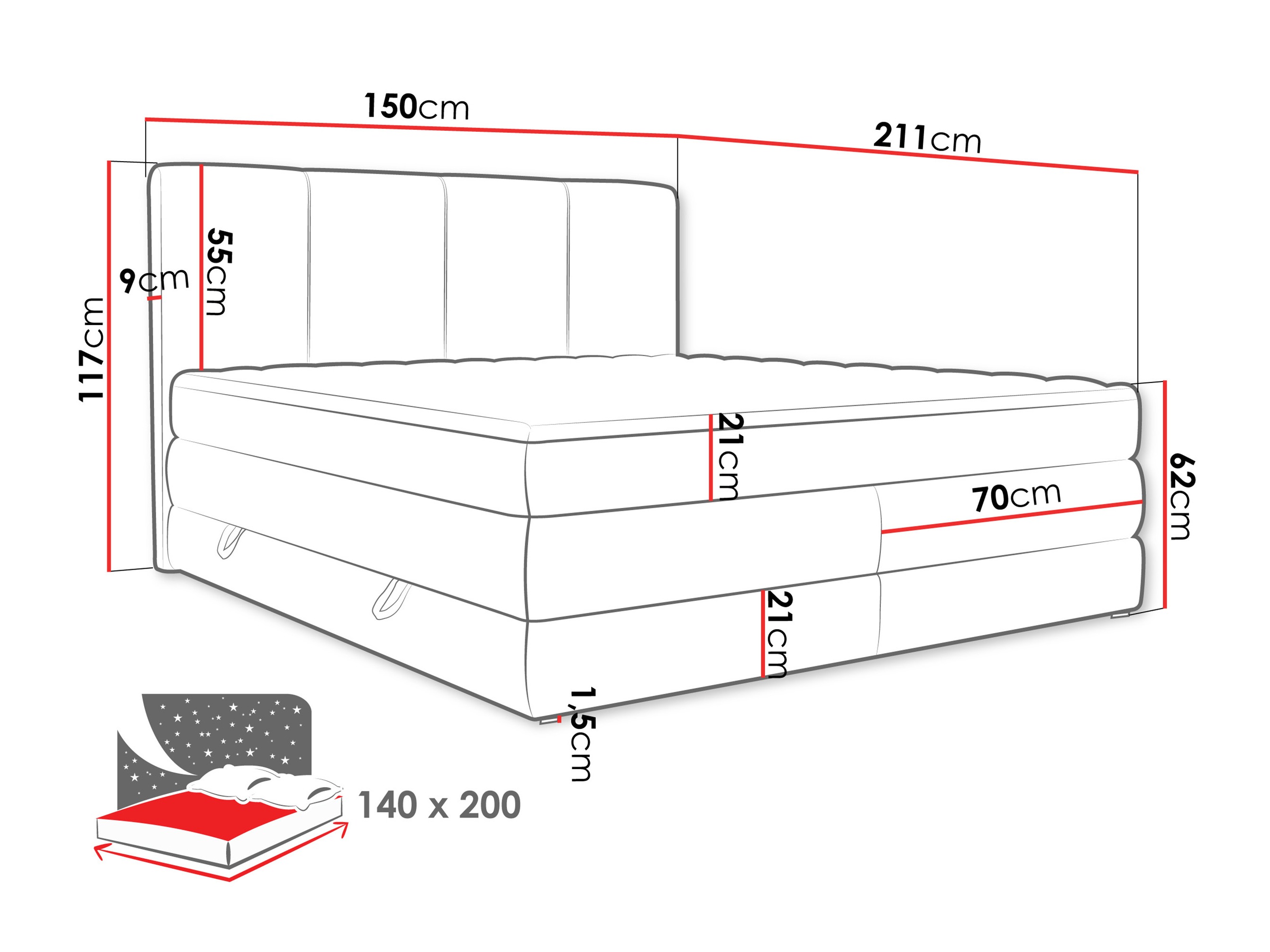 Boxspring ComfiDream Caelion (Onega 07)