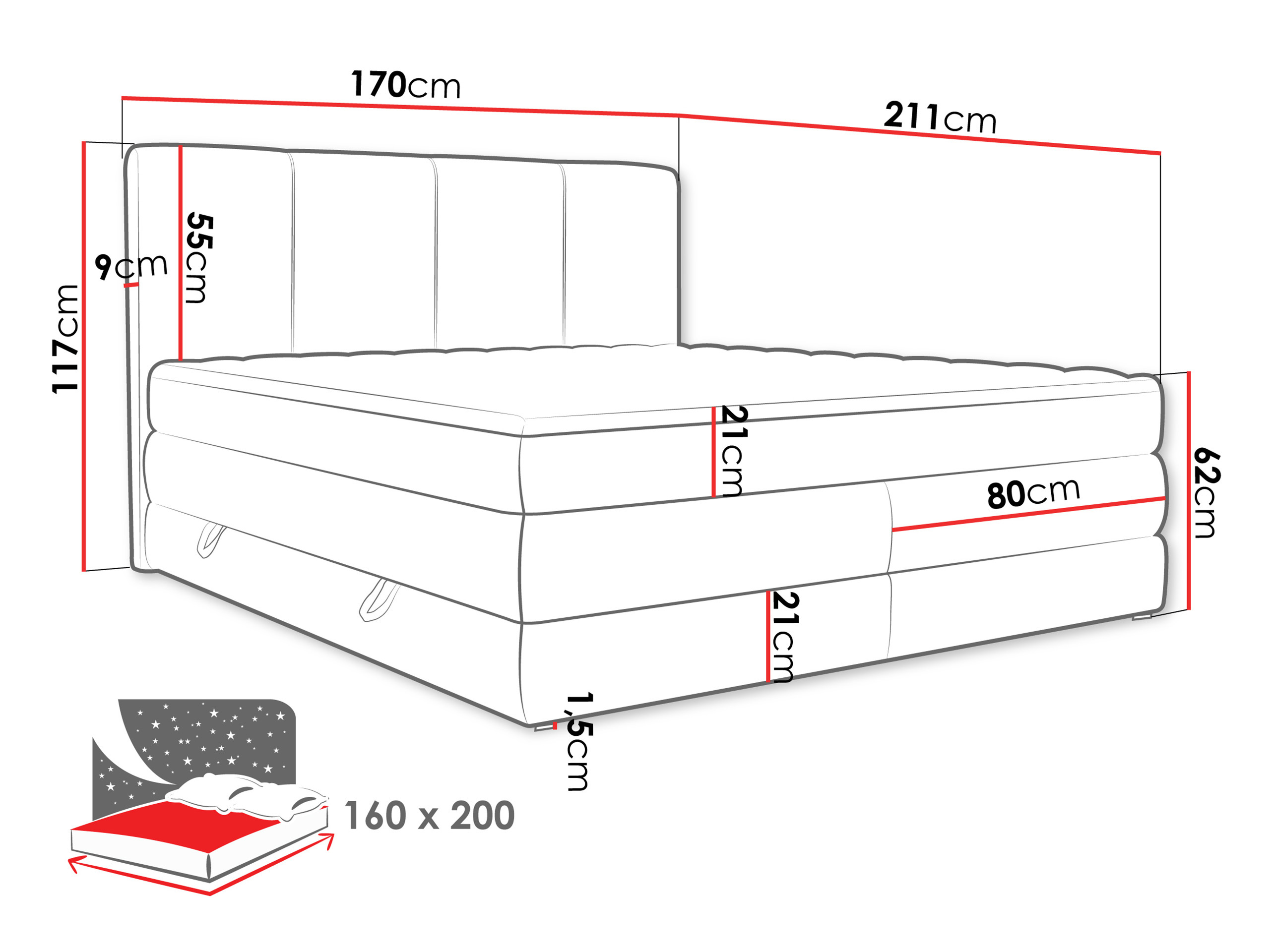 Boxspring ComfiDream Caelion (Onega 07)