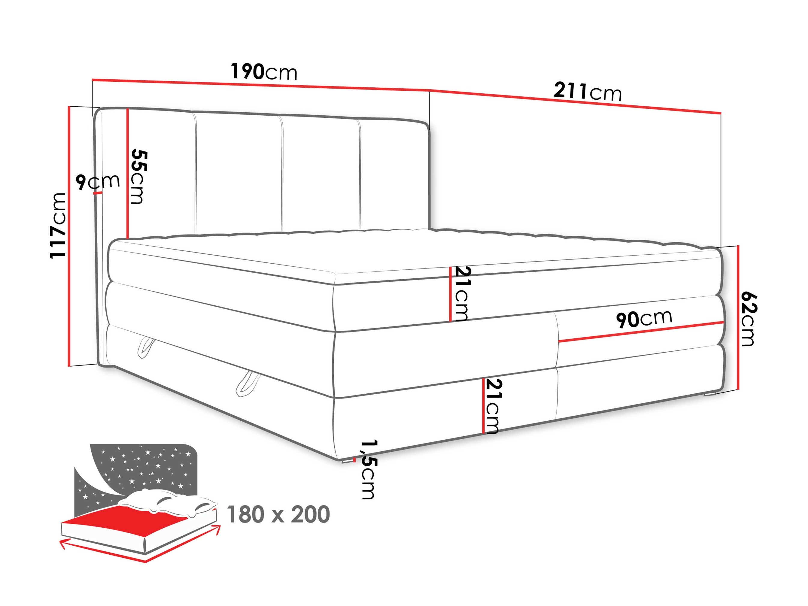 Boxspring ComfiDream Caelion (Onega 07)