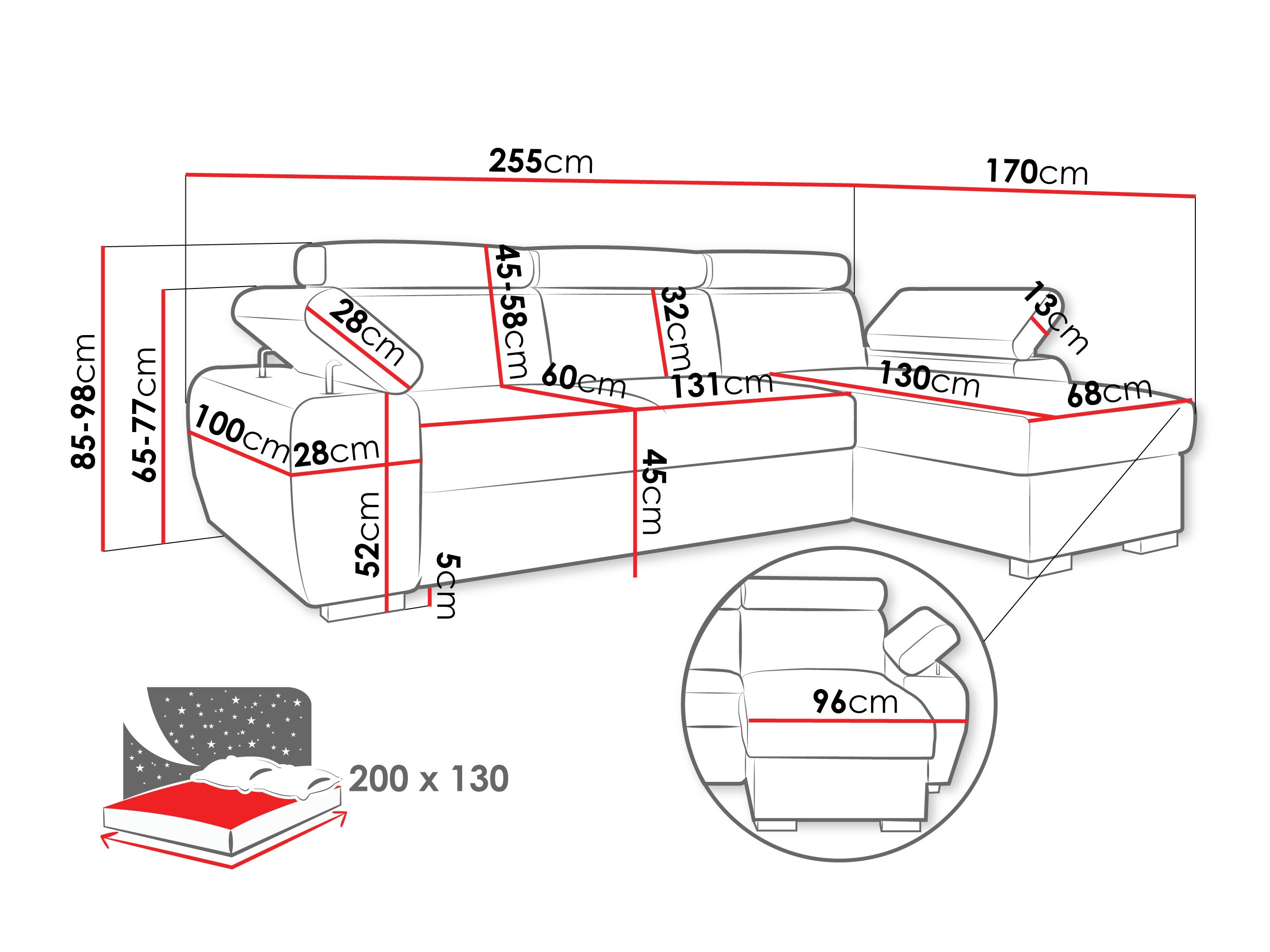 Hoekbank Columbus 252 (Lumo 55)