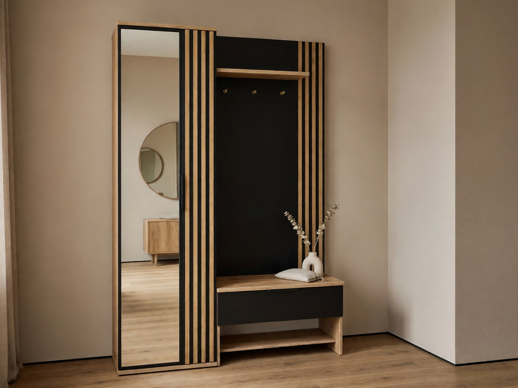 Gangmeubelset Honolulu 161 (Zwart + Wotan eik)