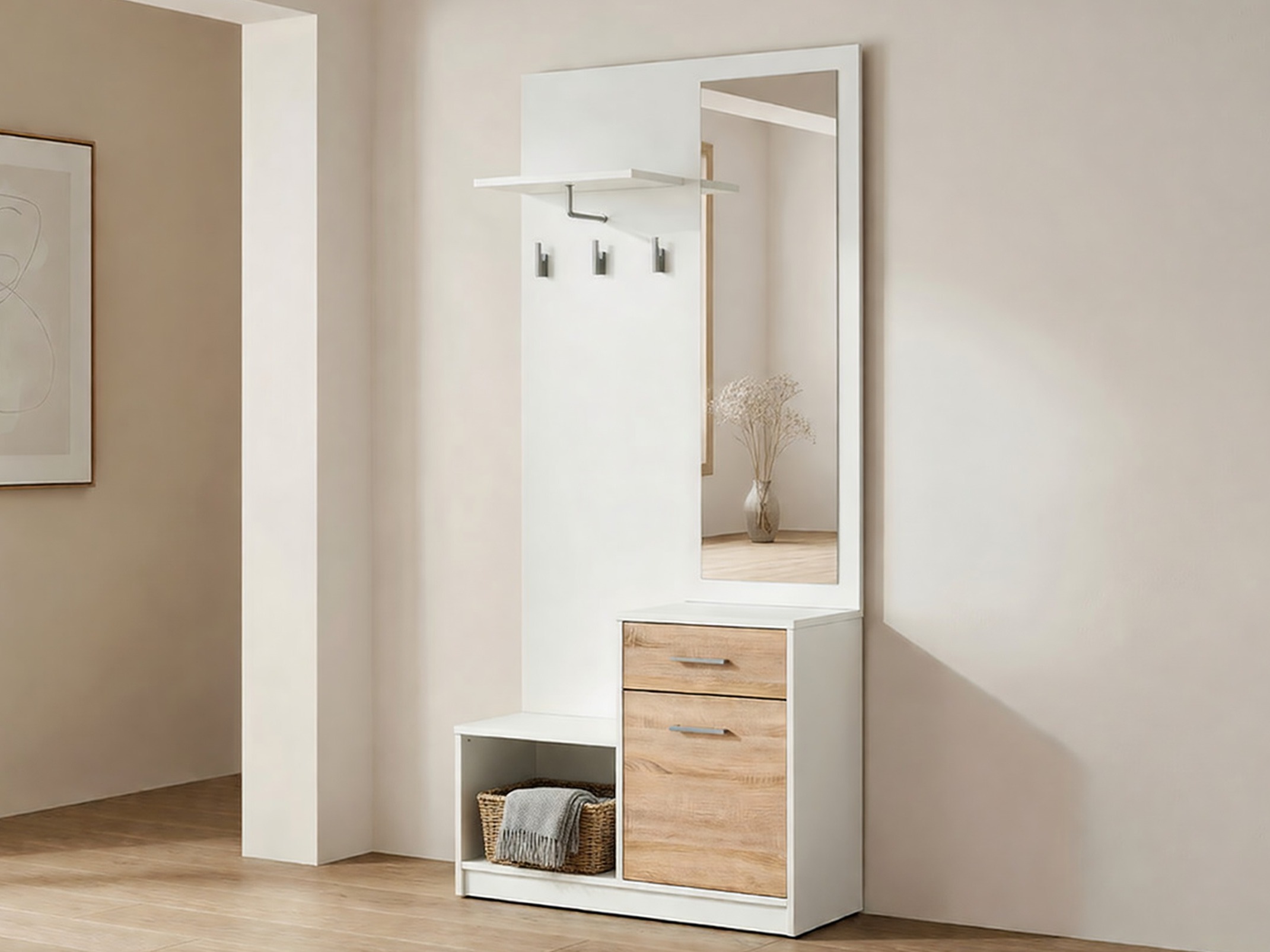 Gangmeubelset Novsore 121 (Wit + Sonoma eik)