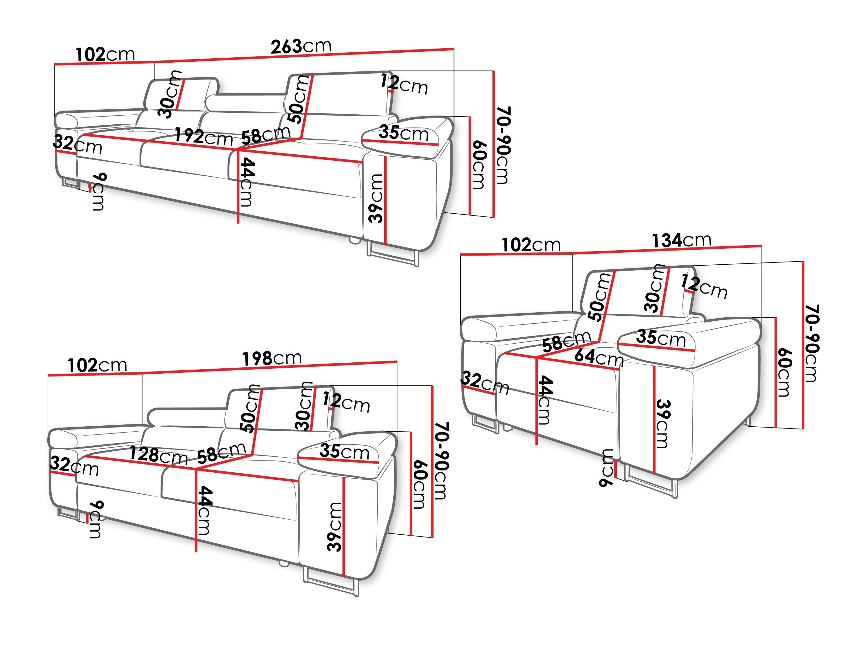 Gestoffeerde meubelset Comfivo Vinetum (Soft 029 + Lux 05)