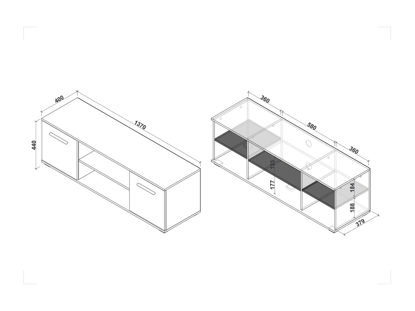 TV-meubel Cirveso 109 (Wit + Glanzend wit)