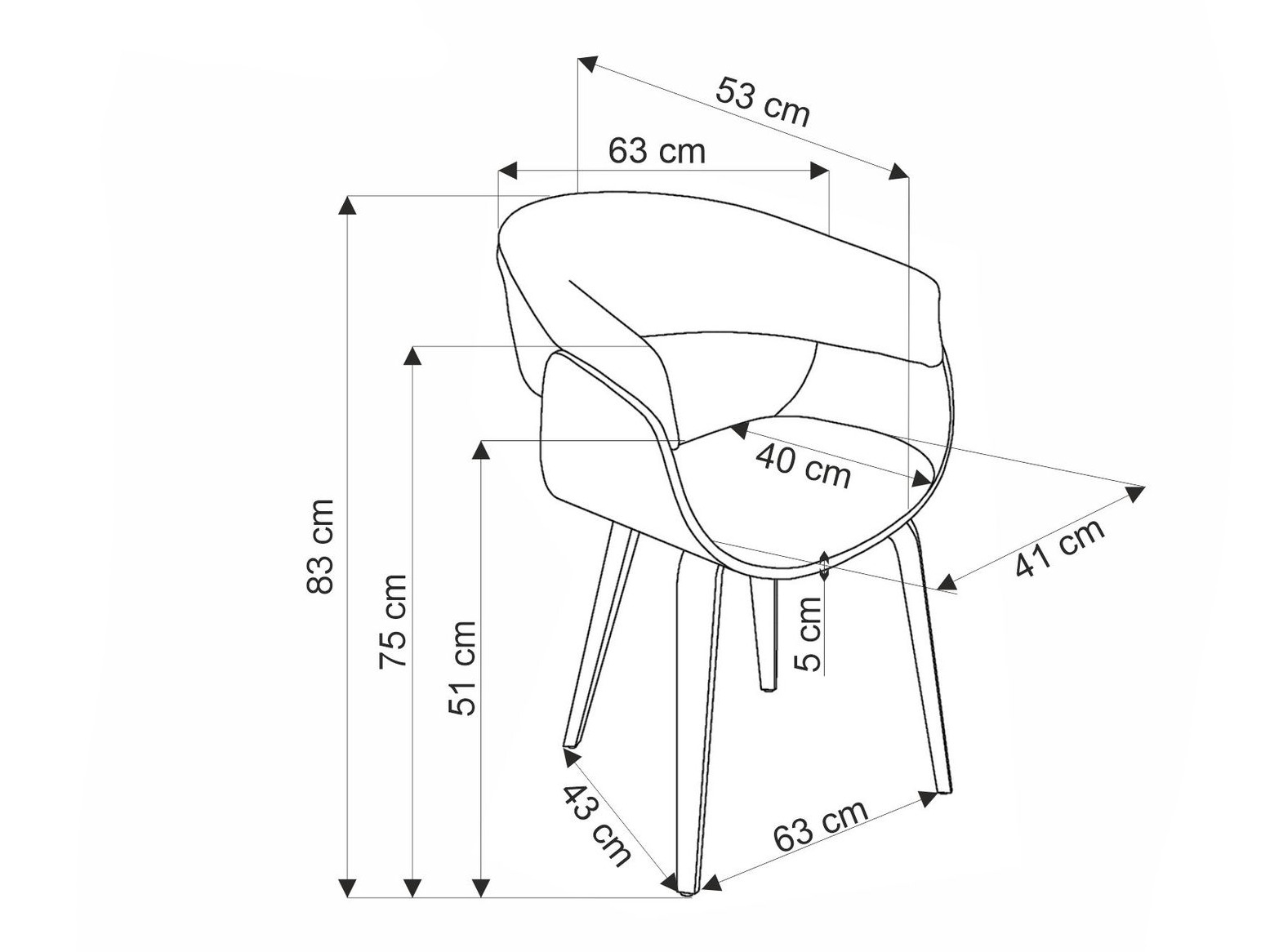 Stoel Houston 1597 (Grijs + Notenhout)