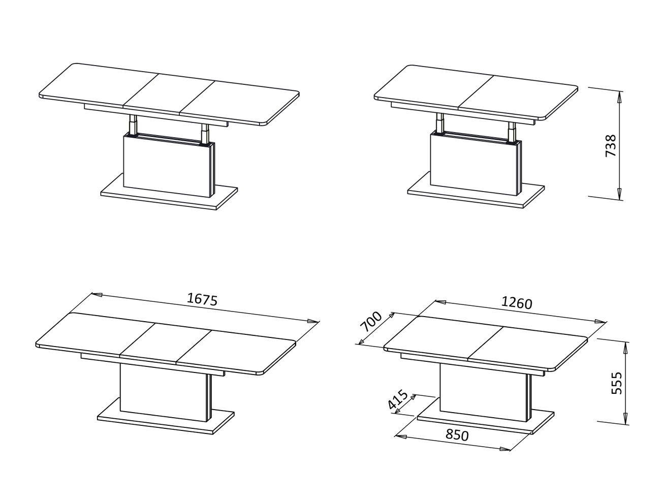 Transformeerbare salontafel Houston 1253 (Kasjmier)