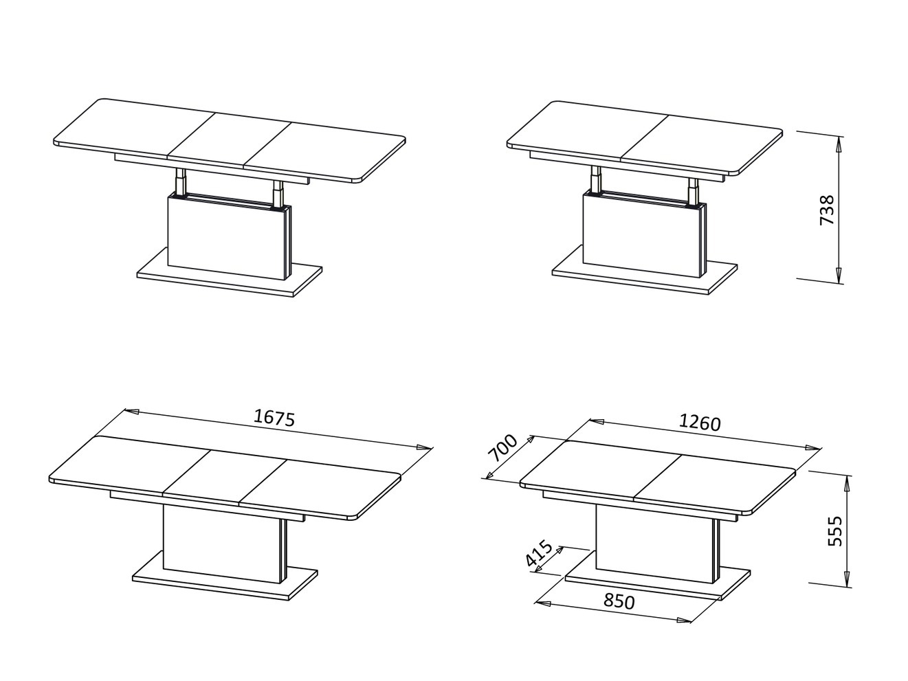 Transformeerbare salontafel Houston 1253 (Wotan eik)