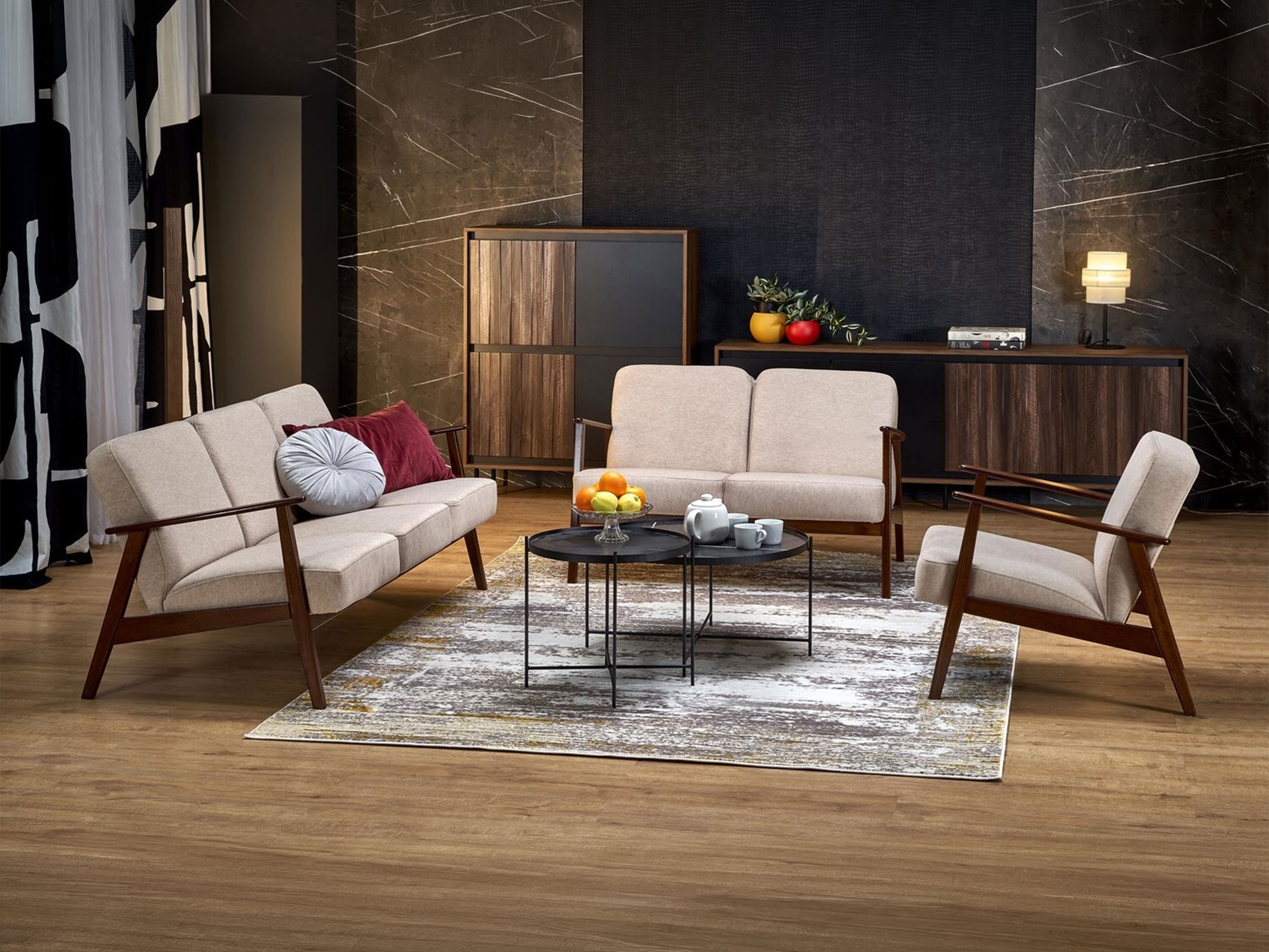 Bank Houston 2117 (Beige + Notenhout)