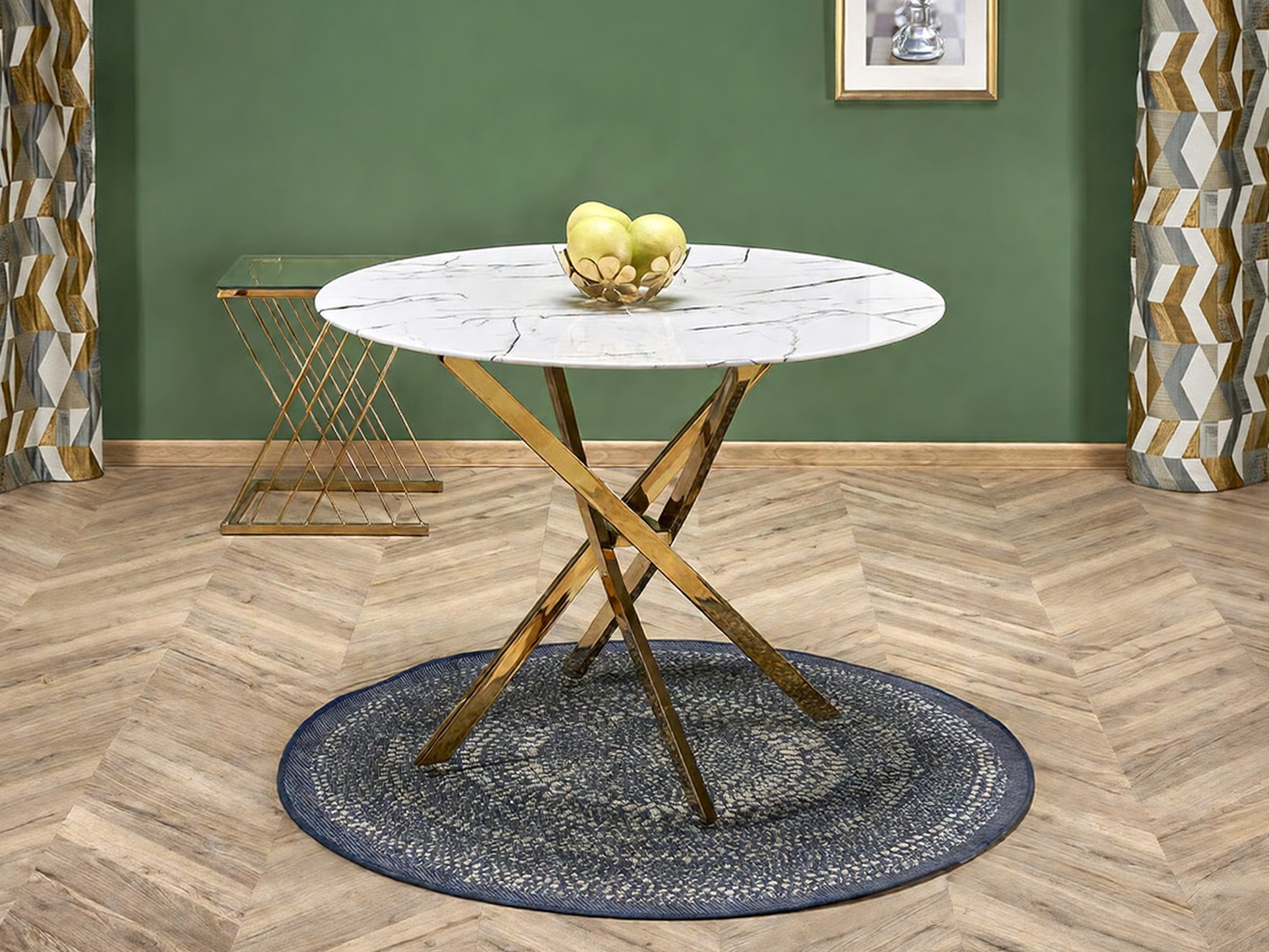Tafel Houston 1538 (Gouden + Wit marmer)