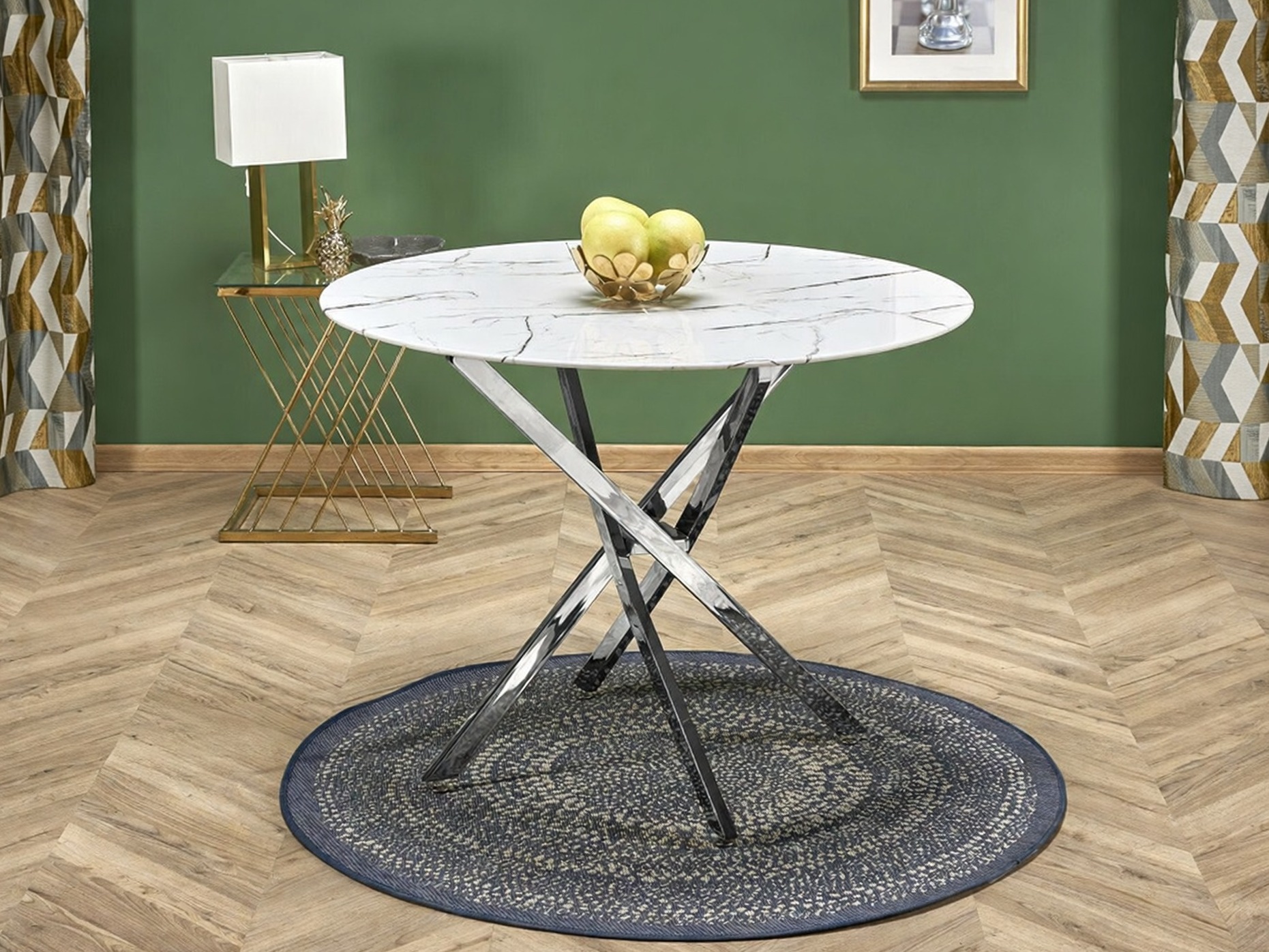 Tafel Houston 1538 (Zilver + Wit marmer)