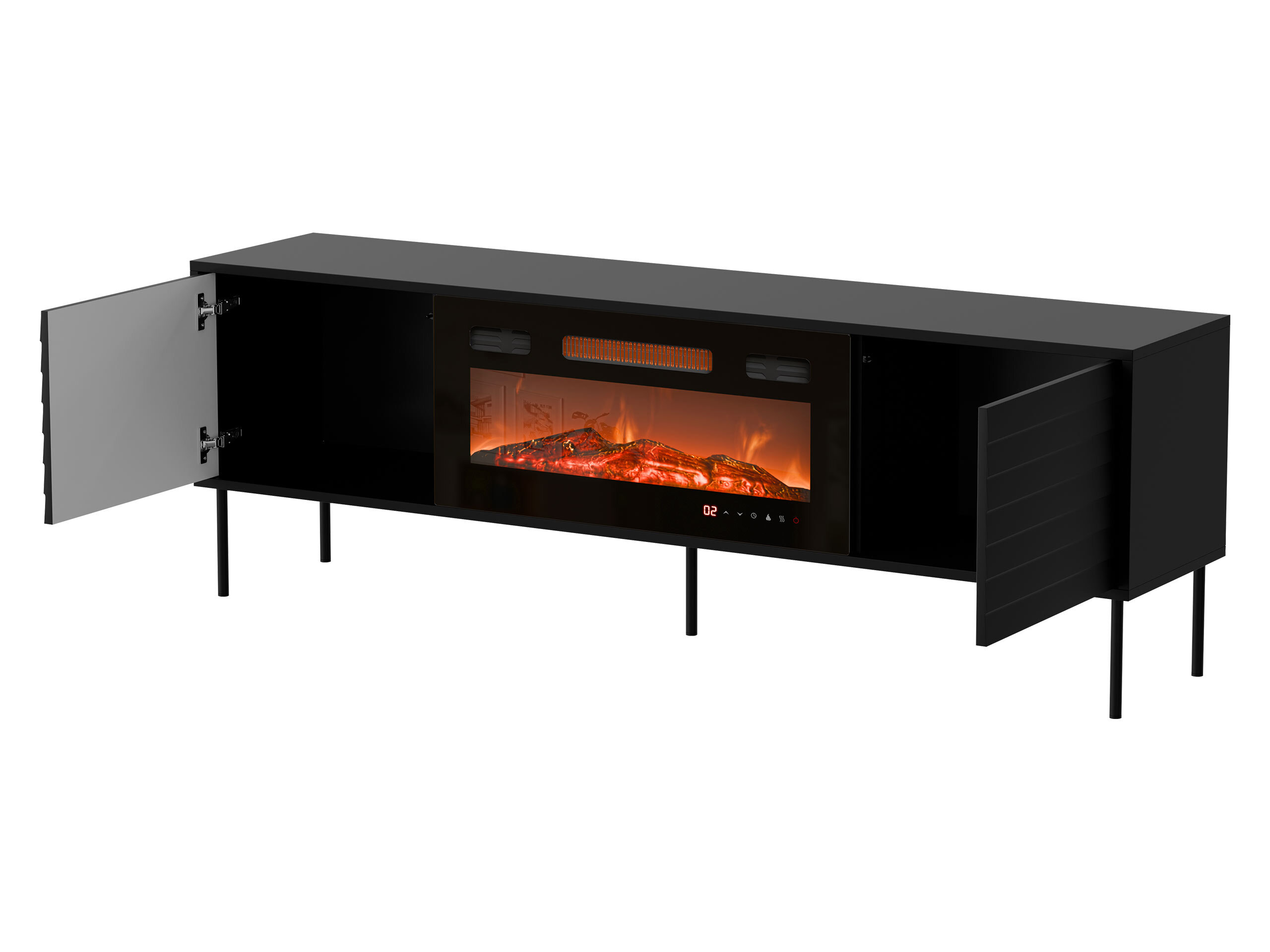 TV-meubel Flosoru 108 (Notenhout + Zwart)