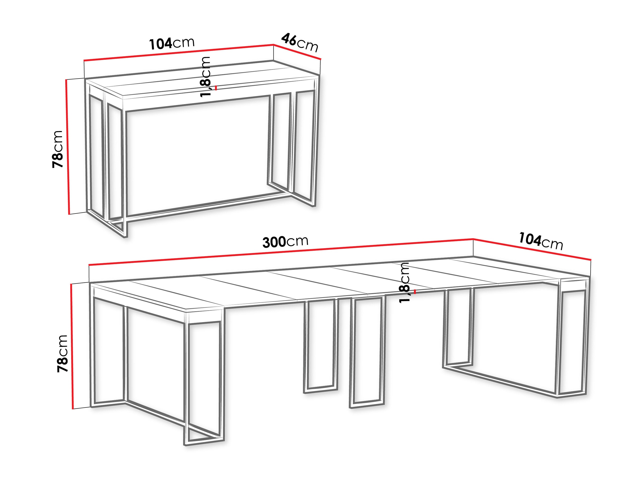 Inklapbare tafel Oswego 180 (Zwart + Craft eiken)