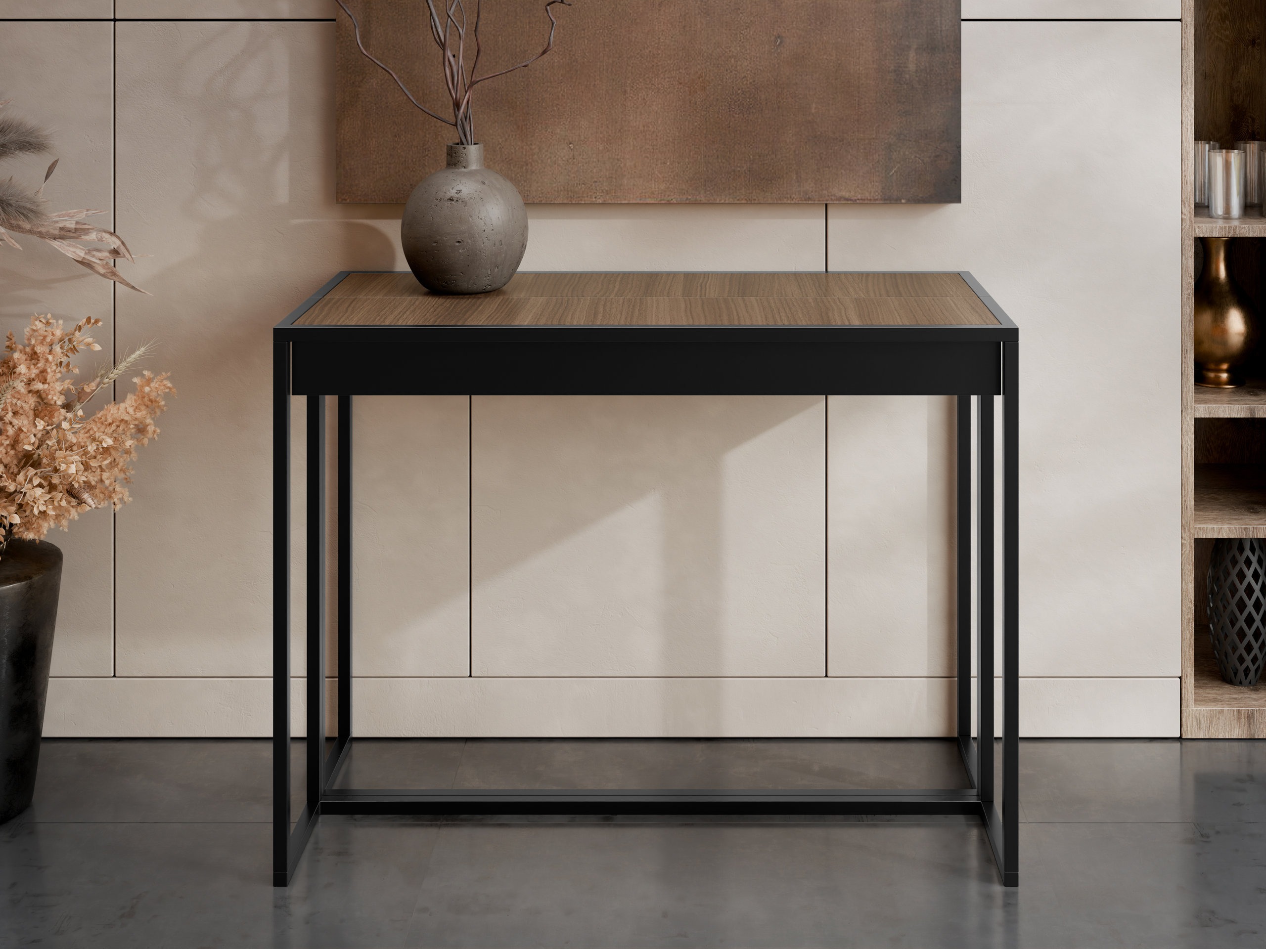 Inklapbare tafel Oswego 180 (Zwart + Donker notenhout)